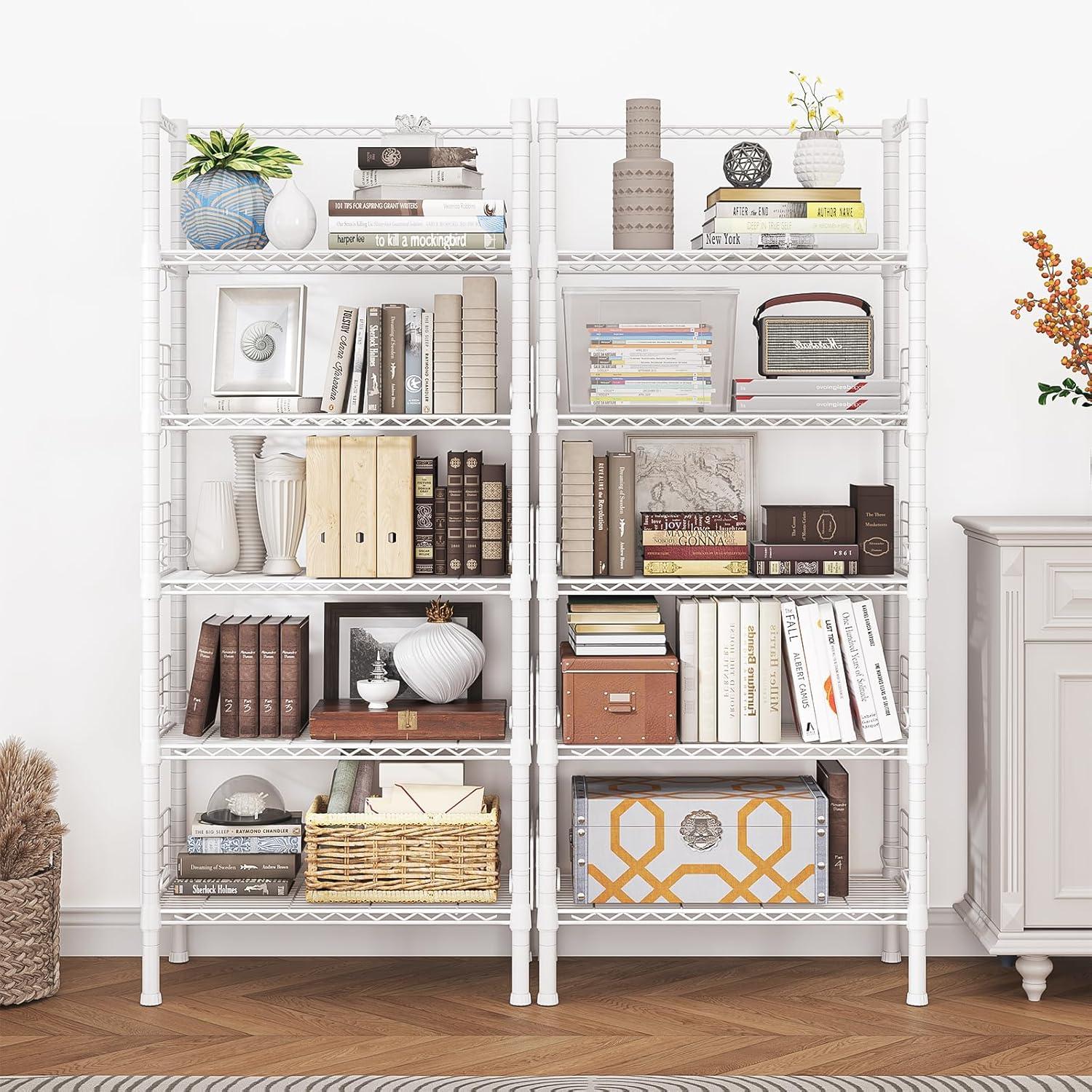 White 5-Tier Metal Storage Rack with Adjustable Shelves