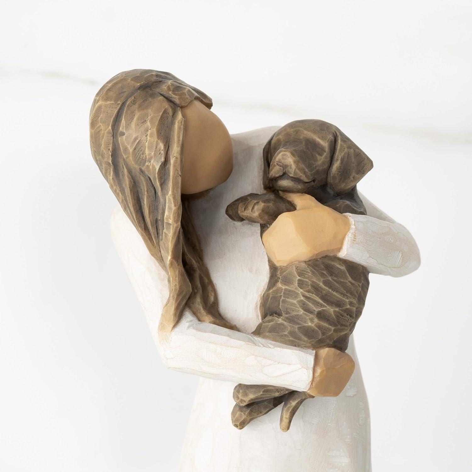 Hand-Painted Resin Figurine with Dark Dog