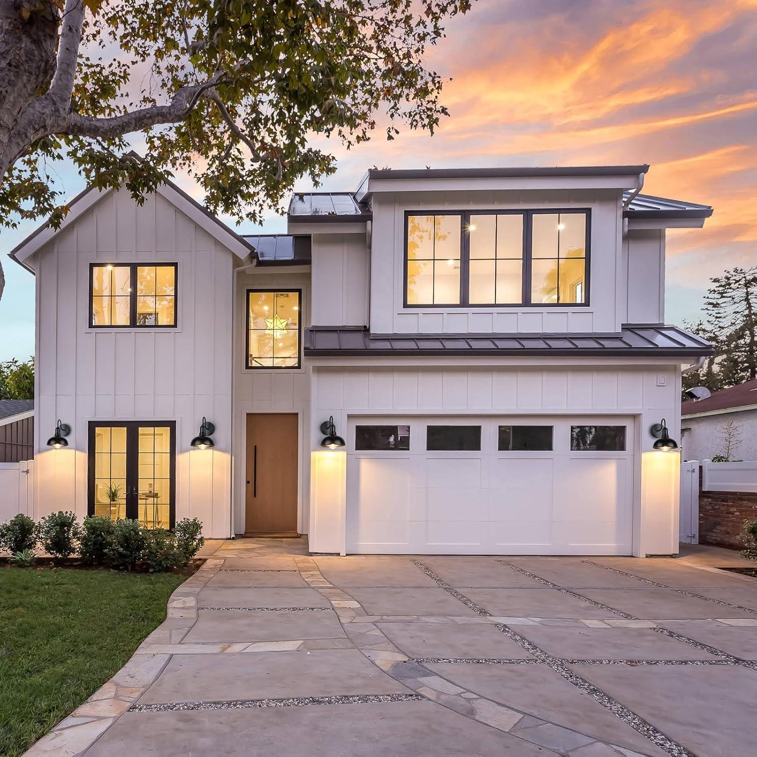 2-Pack Outdoor Wall Lights, Vintage Black Wall Sconces, Exterior Farmhouse Barn Light Fixtures, Indoor Wall Mount Lighting Fixtures, Anti-Rust Waterproof Exterior Light for Patio Porch Doorway Garage