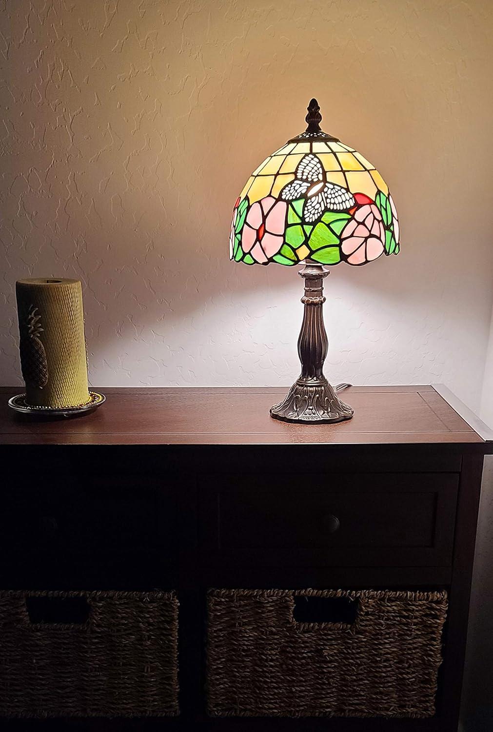 Amora Lighting Tiffany Style Floral Mini Table Lamp 15 Inch High