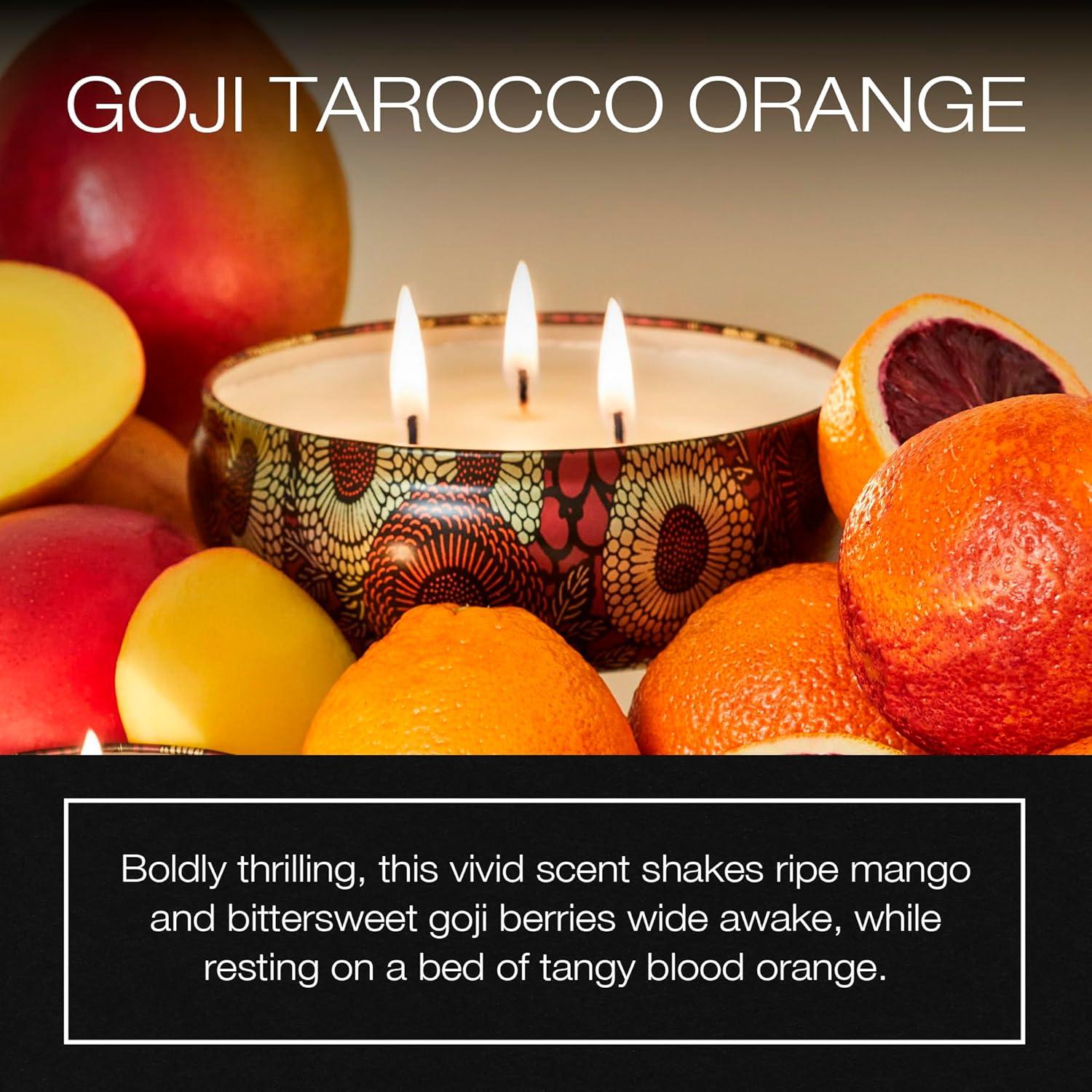 Voluspa Goji & Tarocco Orange Japonica Limited Edition 3 Wick Candle in Decorative Tin 11 oz