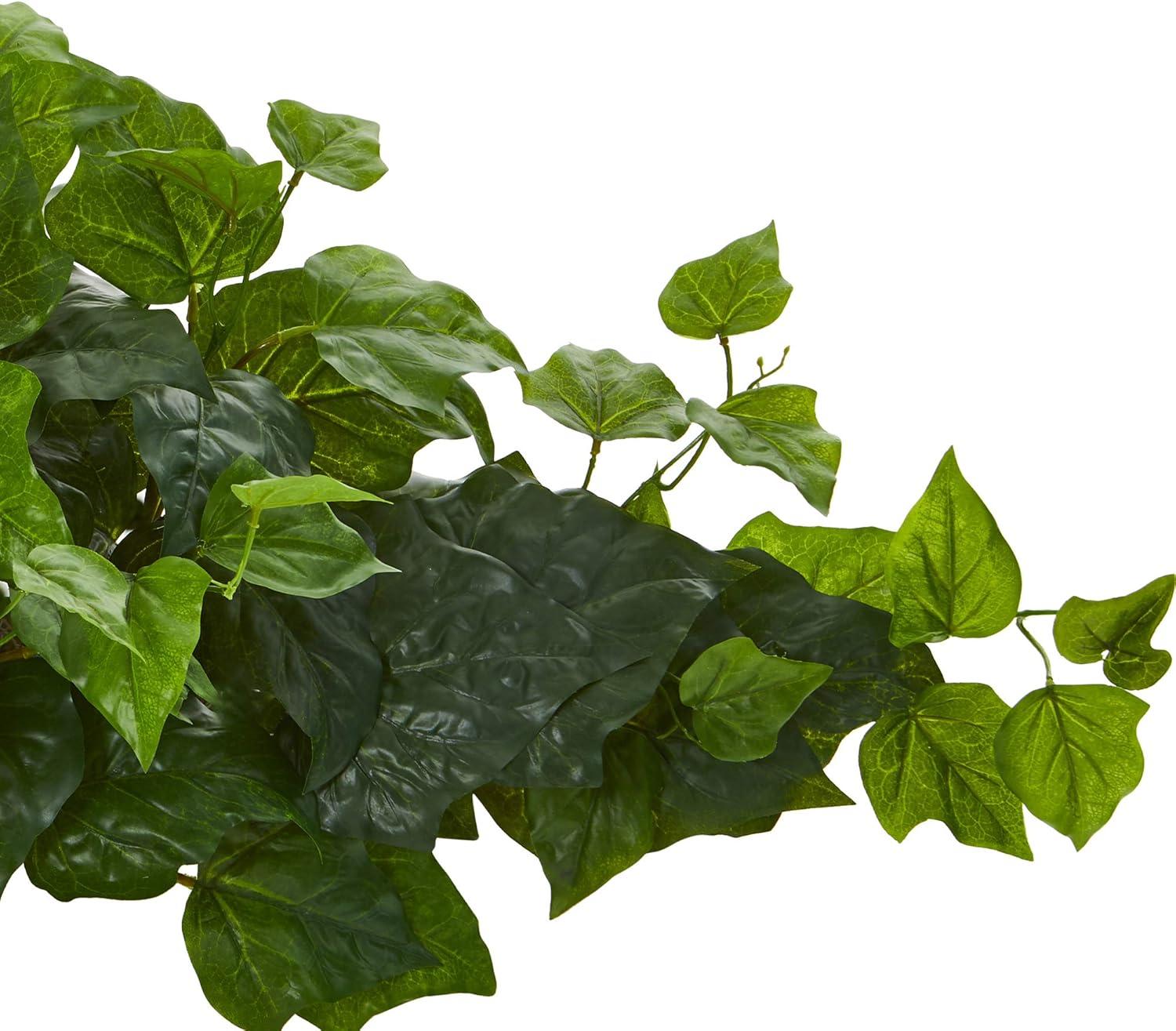 Nearly Natural 12" x 24" Artificial London Ivy Ledge Plant in Basket: Indoor Faux Foliage, Polyester & Plastic, Tabletop Display