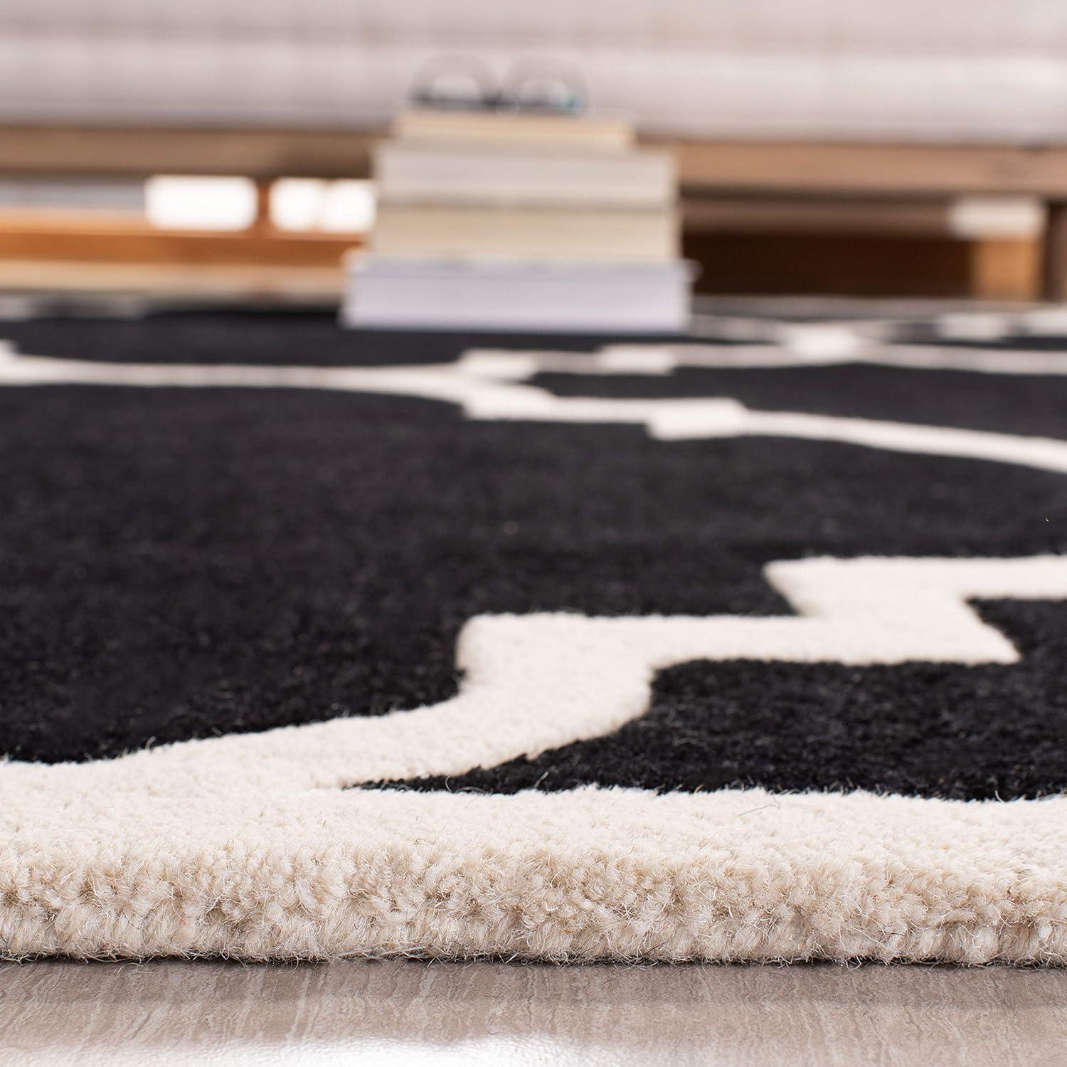 Handmade Black and Ivory Tufted Wool Runner Rug