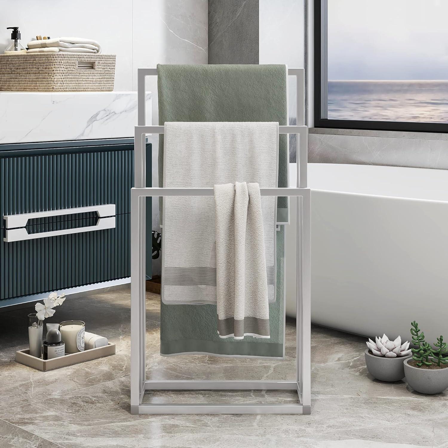 Freestanding 3-tier metal towel rack