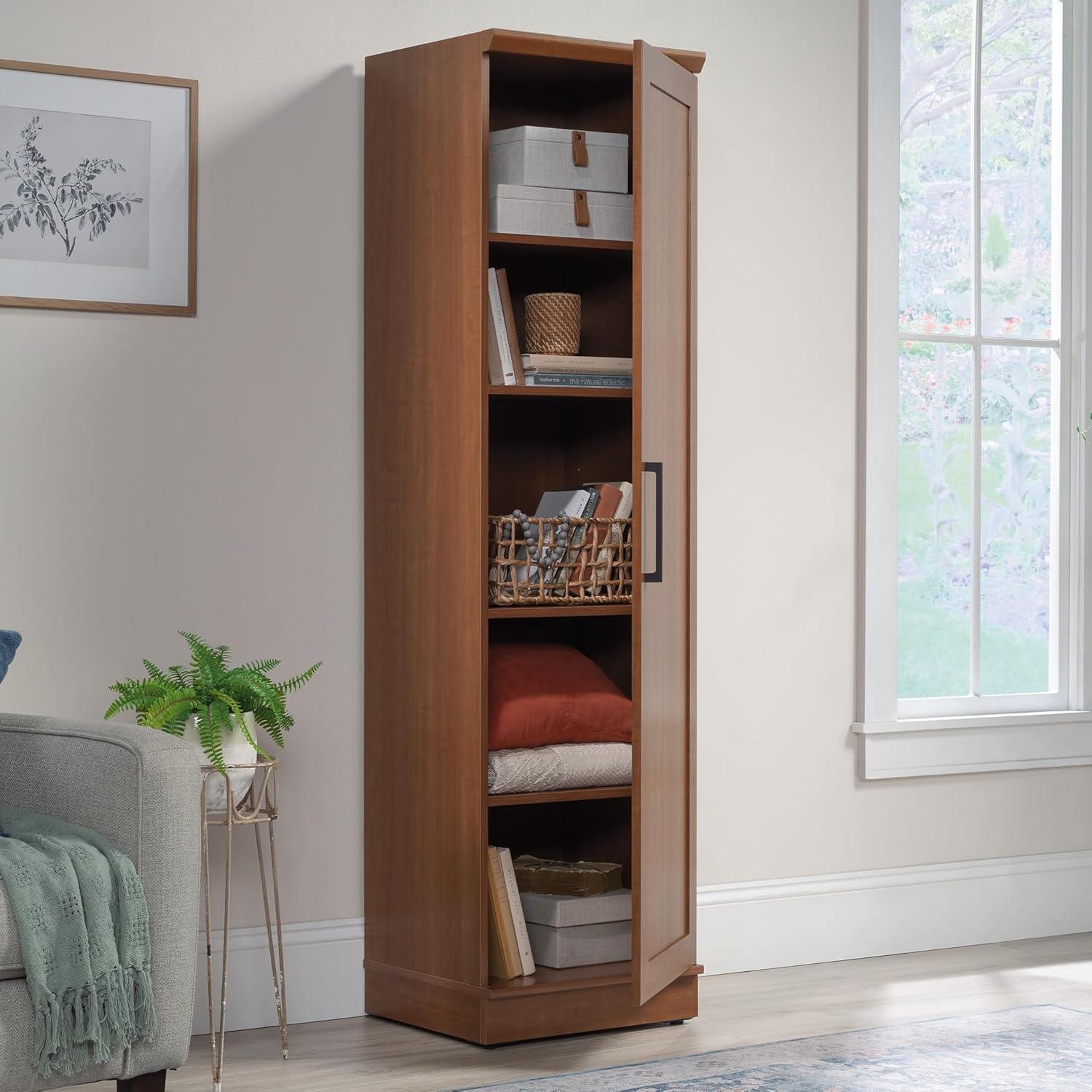 Sienna Oak Tall Single Door Pantry Cabinet with Adjustable Shelves