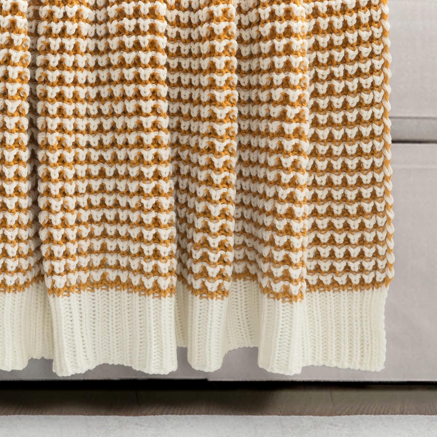 Chic And Soft Knitted Throw Yellow Single 50x60