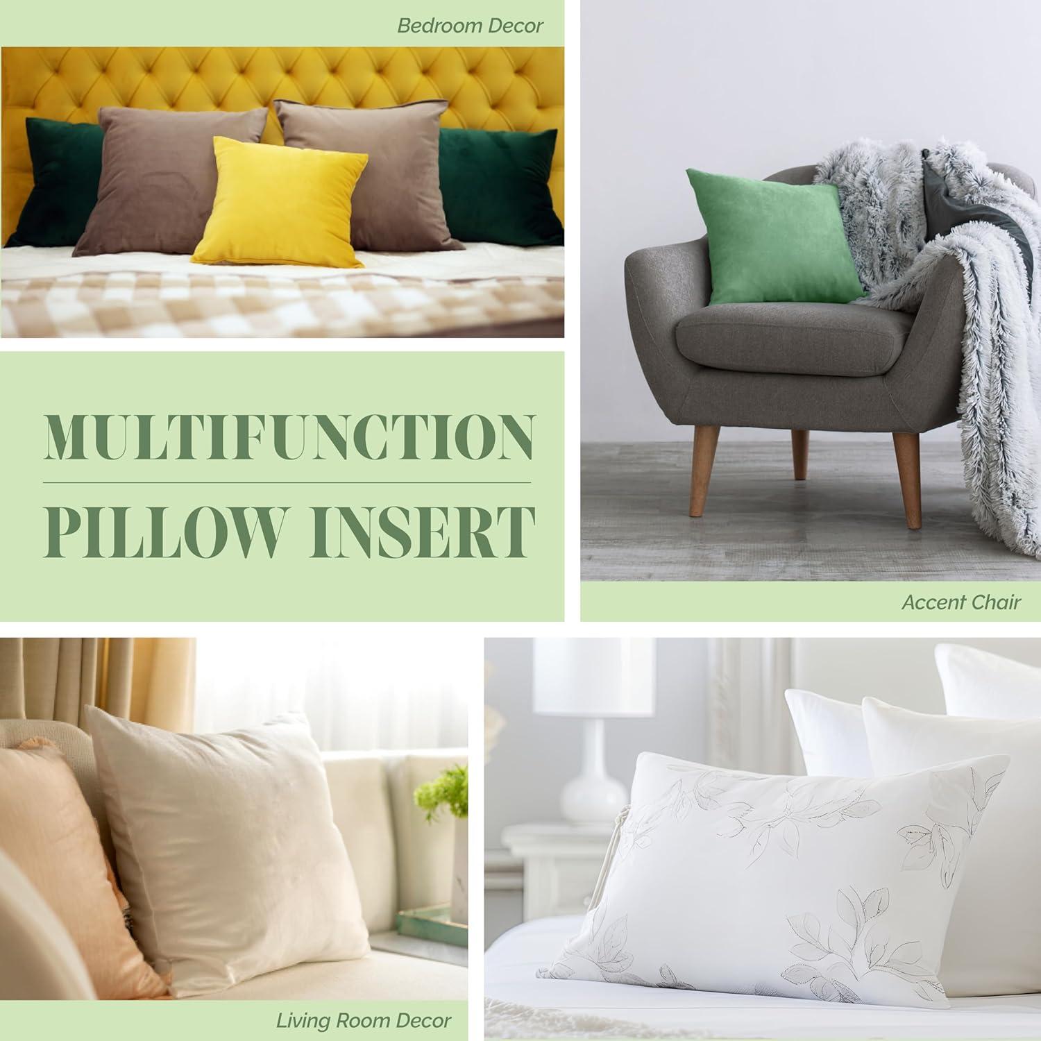 Elegant Comfort Set of 2 Poly-Cotton Shell Siliconized Fiber Filling 2 Pack Throw Inserts Sofa Bed and Couch Indoor Decorative Pillows, 12x12 Inch - Pack of 2, White 2 Count
