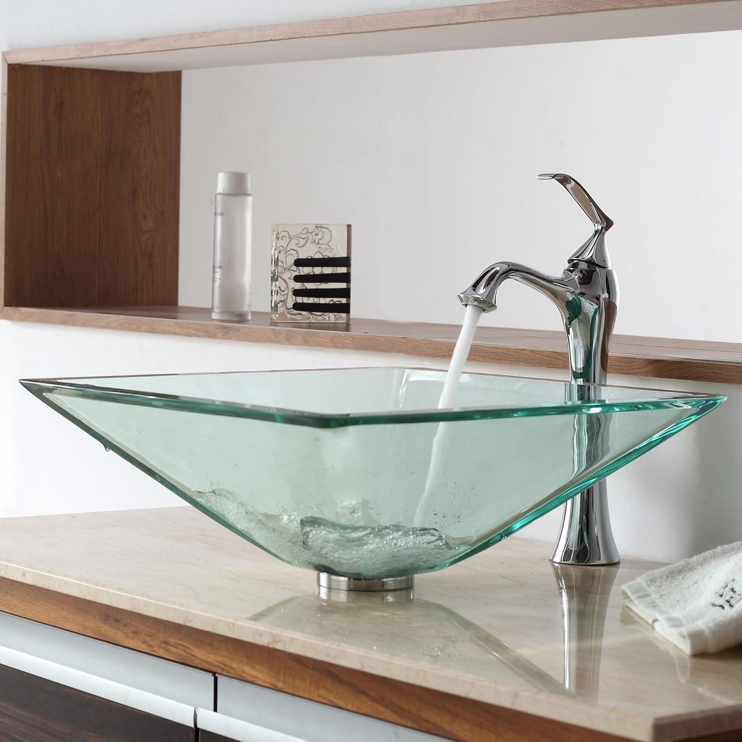 Square Glass Vessel Bathroom Sink