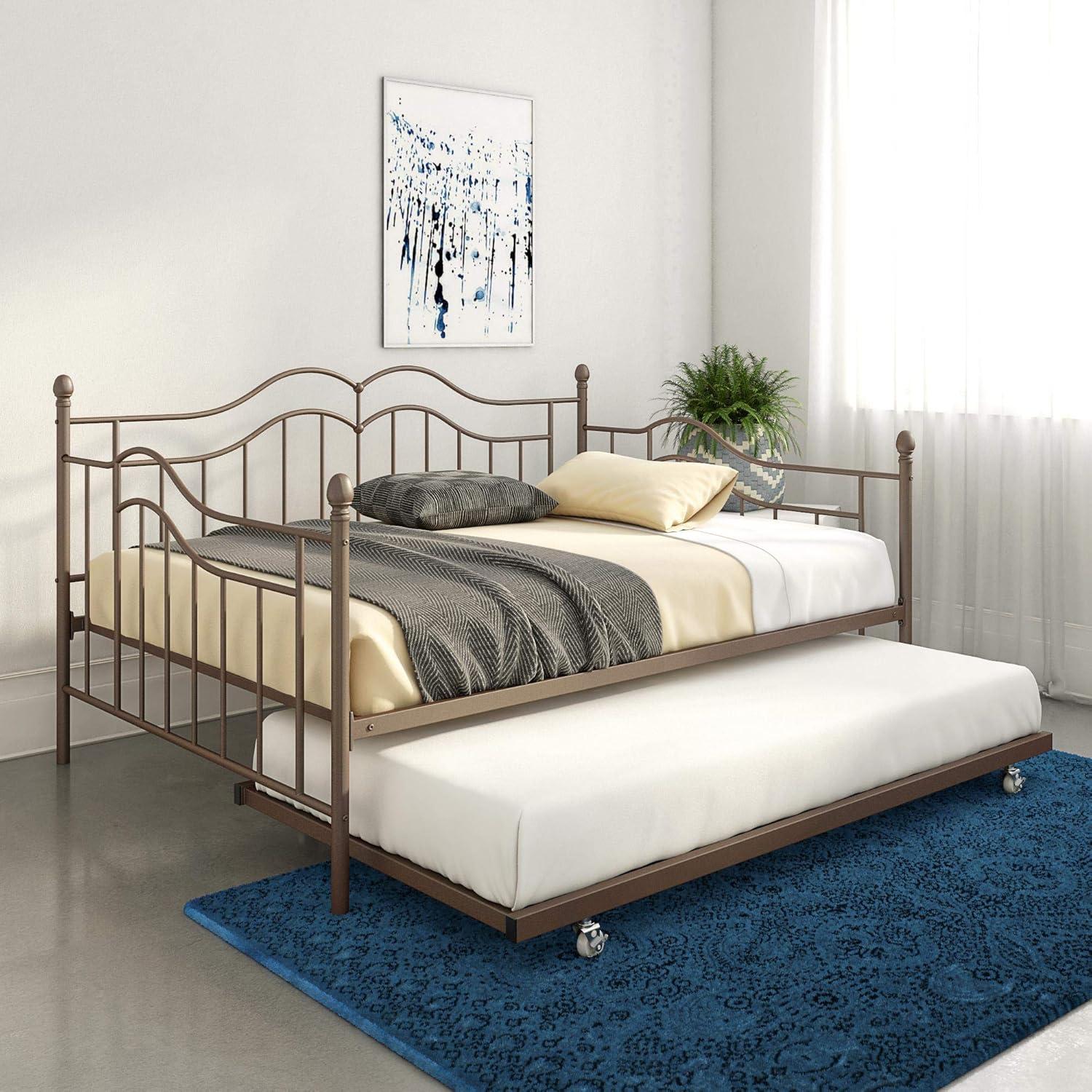 Desert Fields Tokyo Metal Daybed and Trundle, Bronze,, Full/Twin