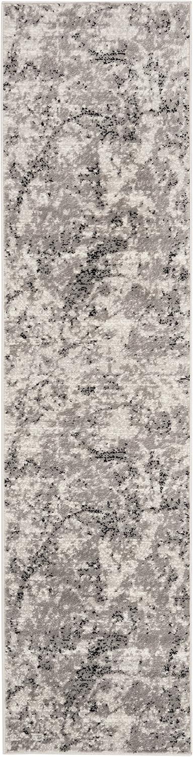 Skyler 2' x 6' Grey/Ivory Abstract Synthetic Runner Rug