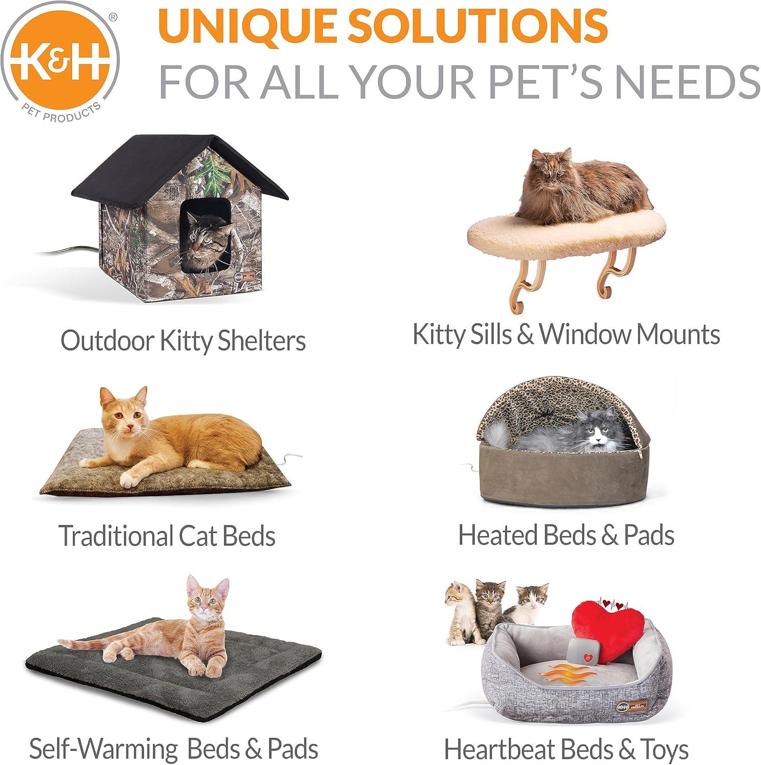 K&H Pet Products EZ Mount Window Bed Kitty Sill Gray with Kitty Face 27 X 11 X 6 Inches