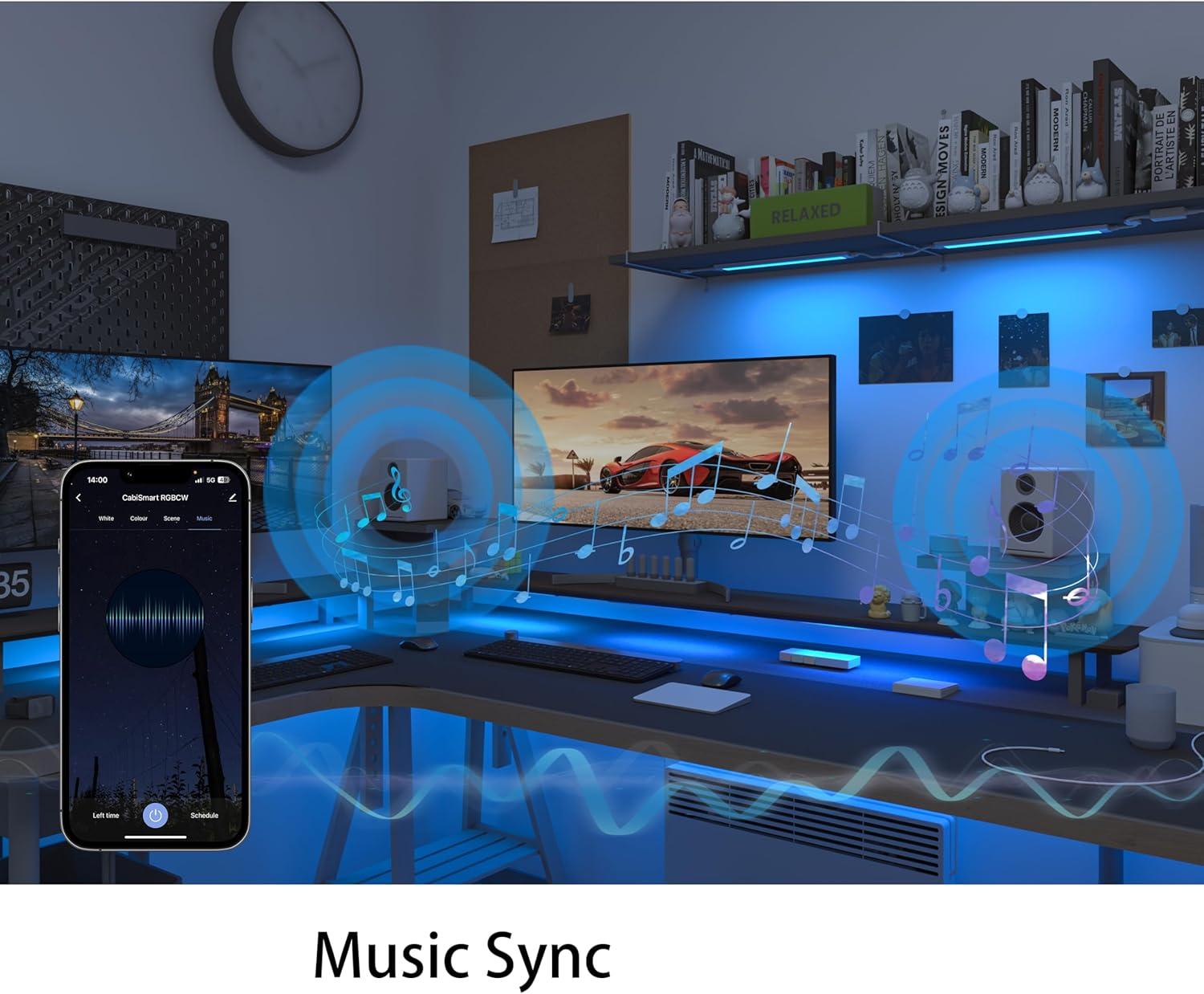 Smart Under Cabinet Lighting Strip Lights White & Color Changing Dimmable Work with Alexa Google Smart Thing Phone App, RGB Multi Colored Lamp for Kitchen Counter Light Fixture (6 Lights Bar Kit)