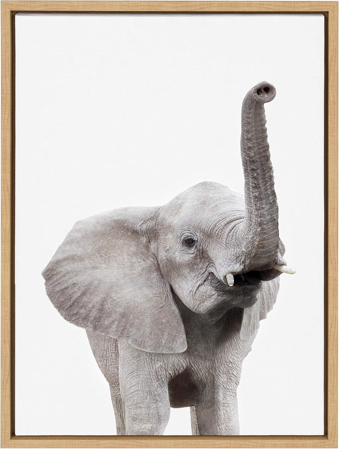 Sylvie Young Elephant Framed Canvas by Amy Peterson - Kate and Laurel