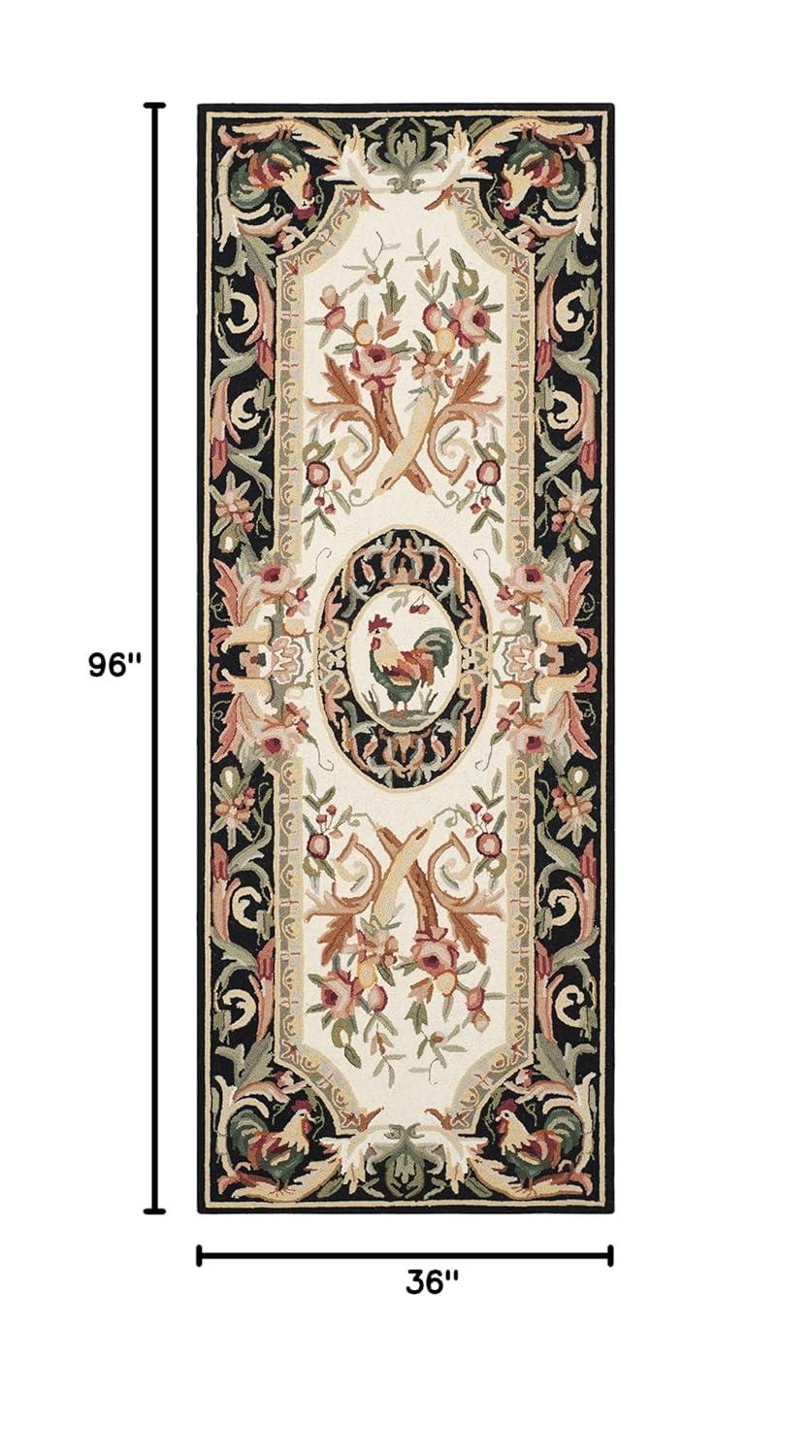Chelsea HK48 Hand Hooked Accent Rug - Ivory/Black - 2'9"x4'9" - Safavieh.
