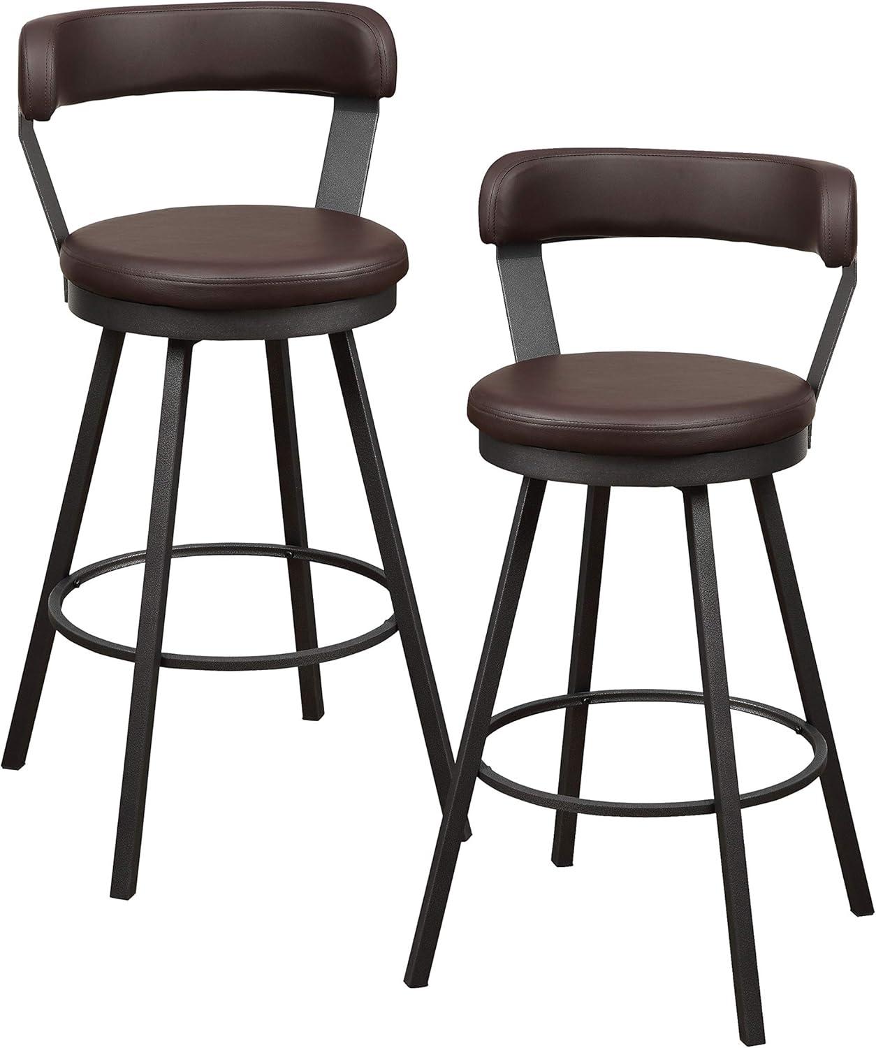 Lexicon Appert Metal Pub Height Swivel Stools in Dark Gray/Brown (Set of 2)