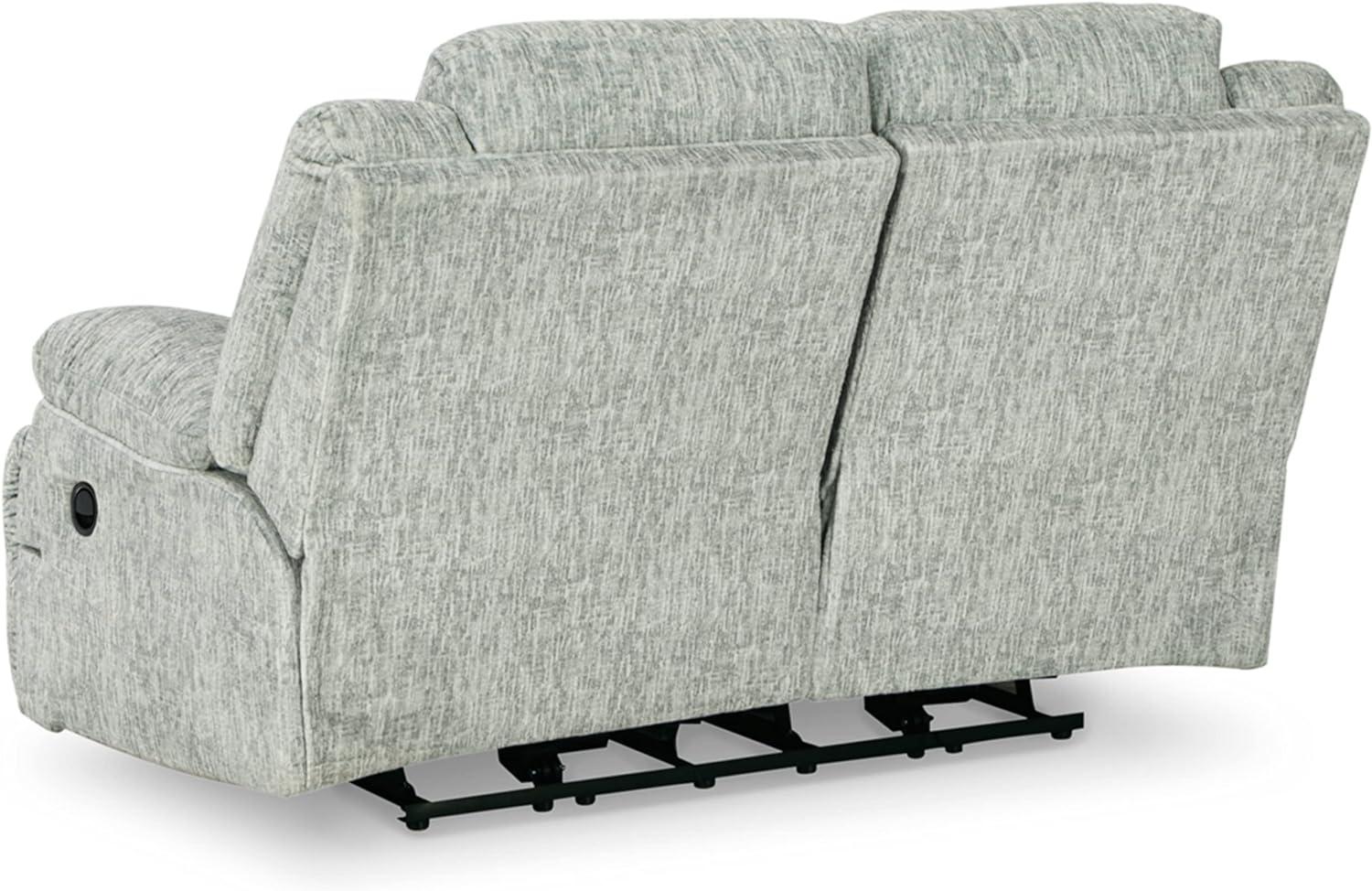 Contemporary Gray Fabric Reclining Loveseat with Cup Holder