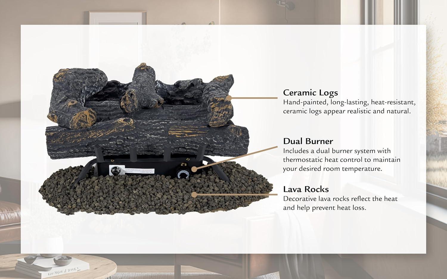 Southern Oak Vent Free Gas Log Set 30,000 BTU's