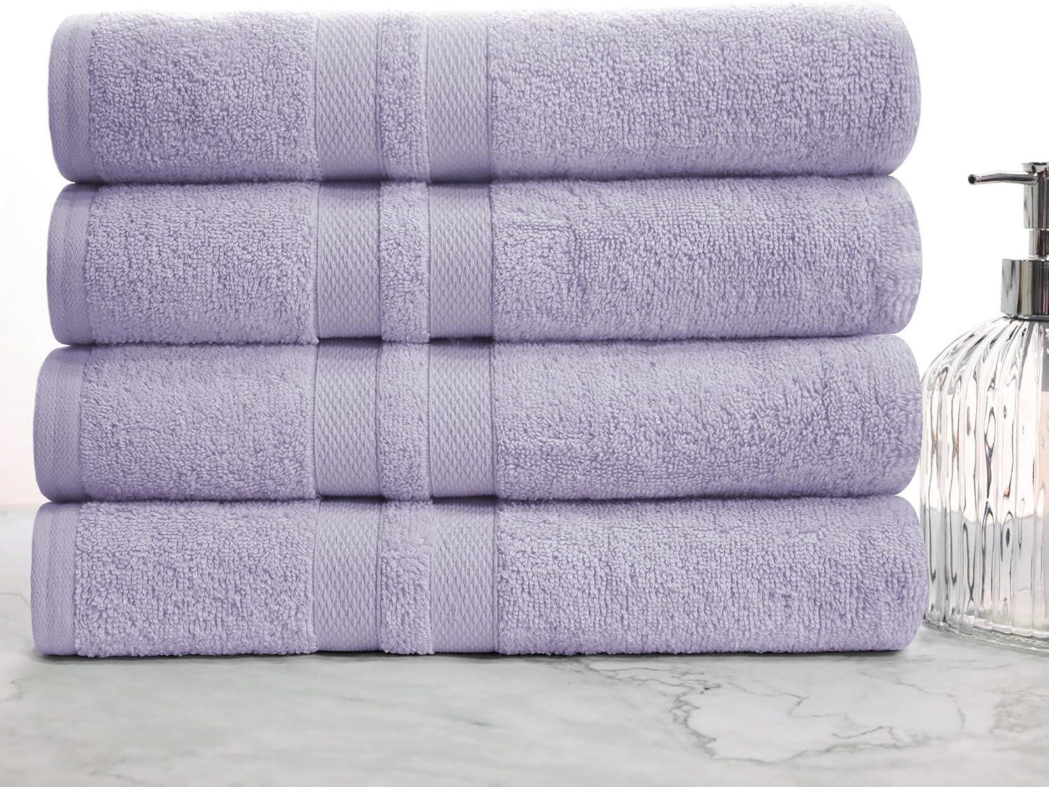 Superior Ultra Soft Cotton Solid 4-Piece Bath Towel Sets, Wisteria