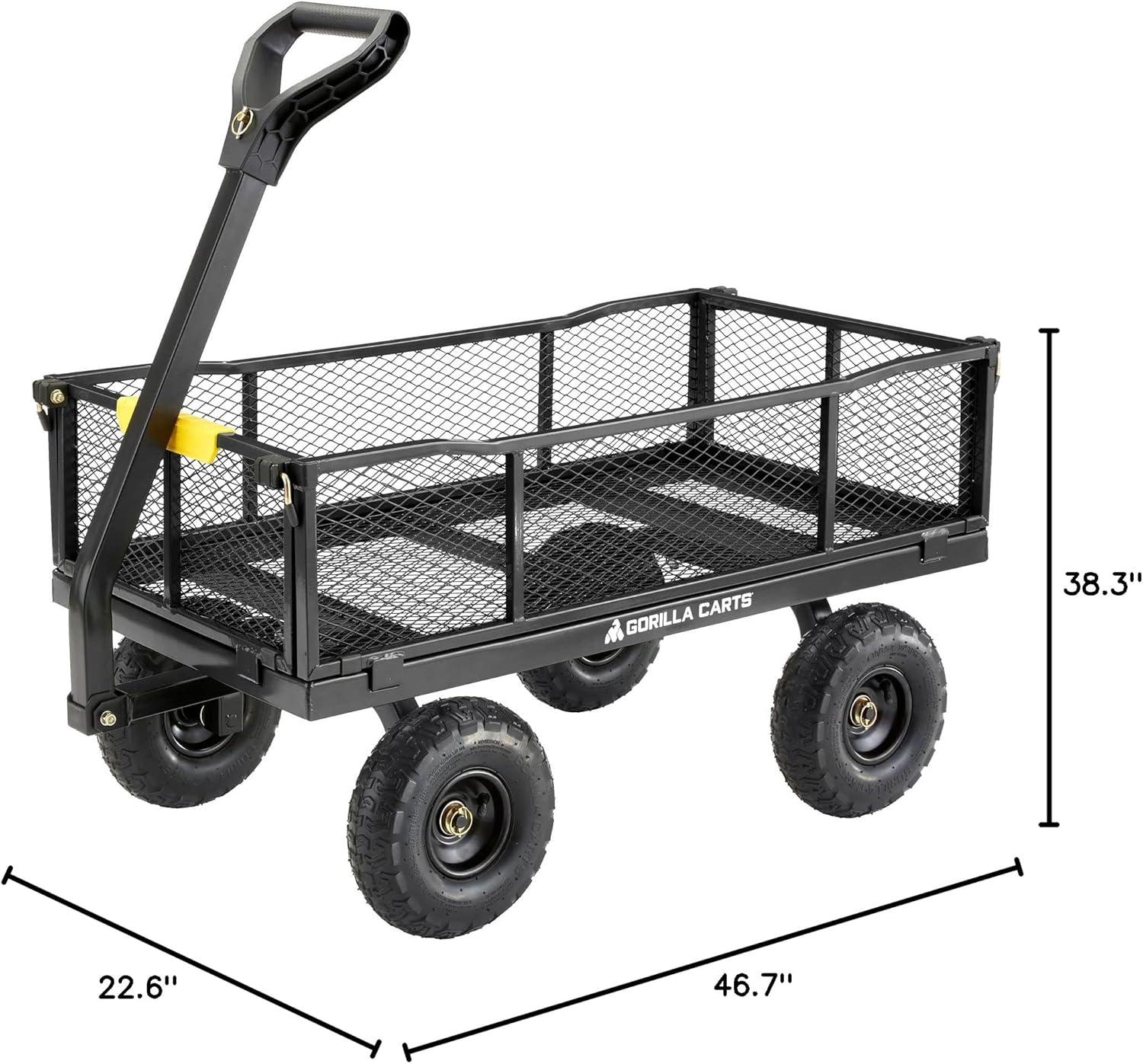 Gorilla Carts Heavy-Duty Steel Utility Wagon with Pneumatic Wheels