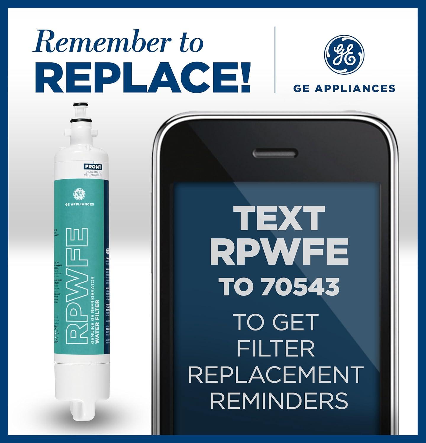 GE Appliances RPWFE Replacement Refrigerator Water Filter: Filters Pharmaceuticals, Asbestos, Mercury, Lead, Pesticides