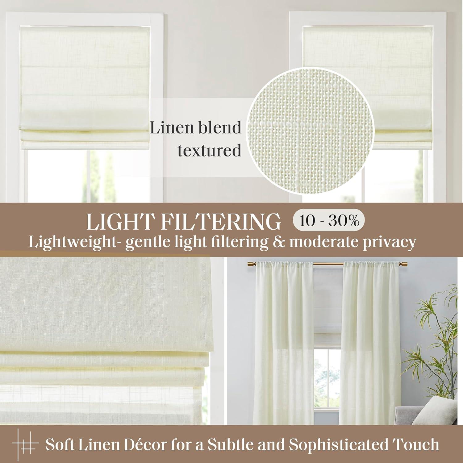 Madison Park Kyler Linen Blend Light Filtering Single Roman Shade