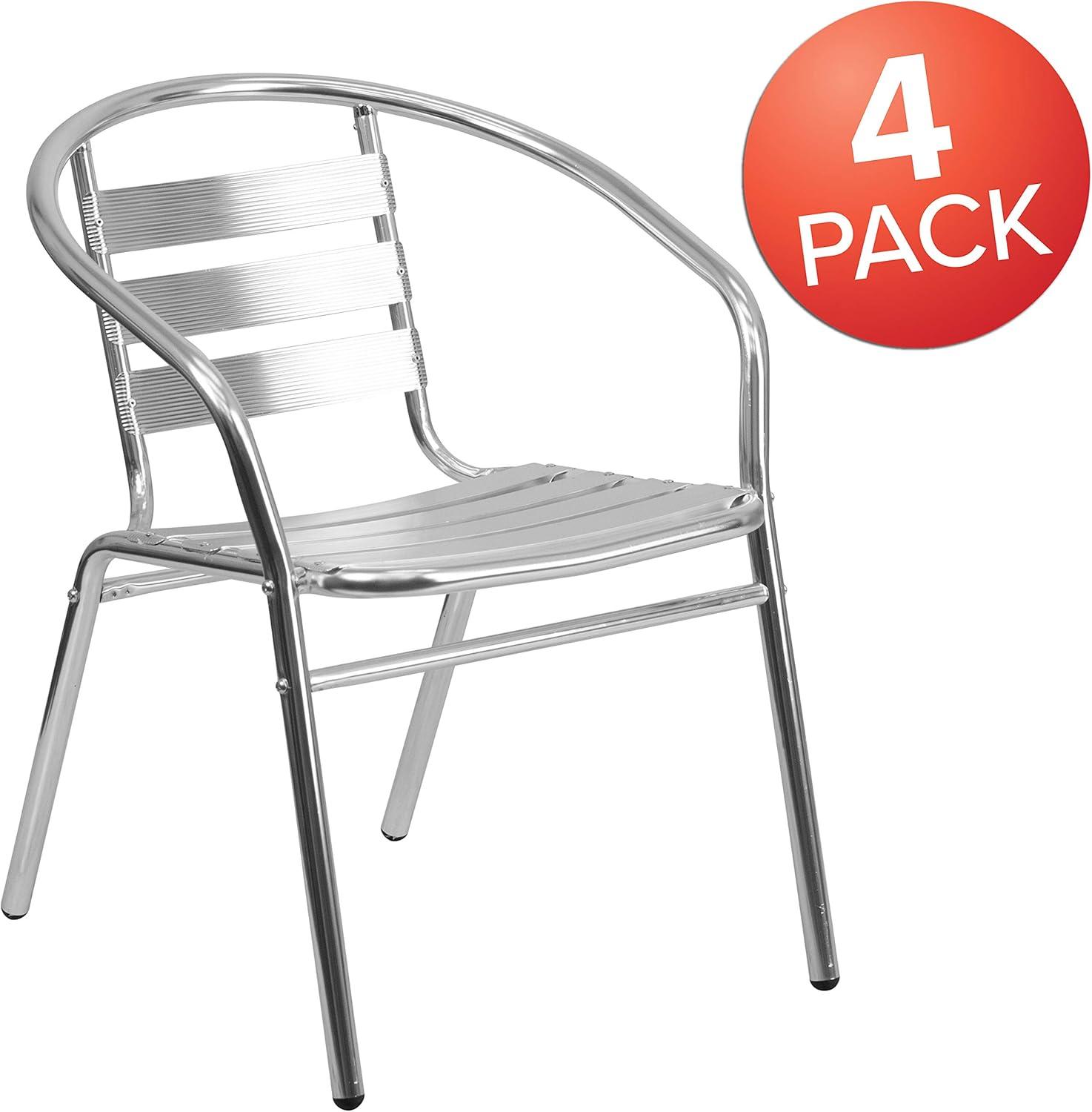 Aluminum Commercial Indoor-Outdoor Restaurant Stack Chair with Triple Slat Back