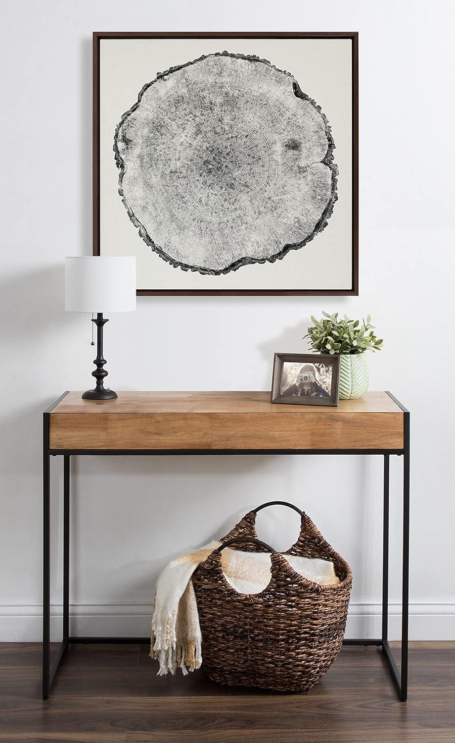 Kate and Laurel Sylvie Tree Rings Linen Framed Canvas by Emiko and Mark Franzen of F2Images, 30x30, Walnut Brown