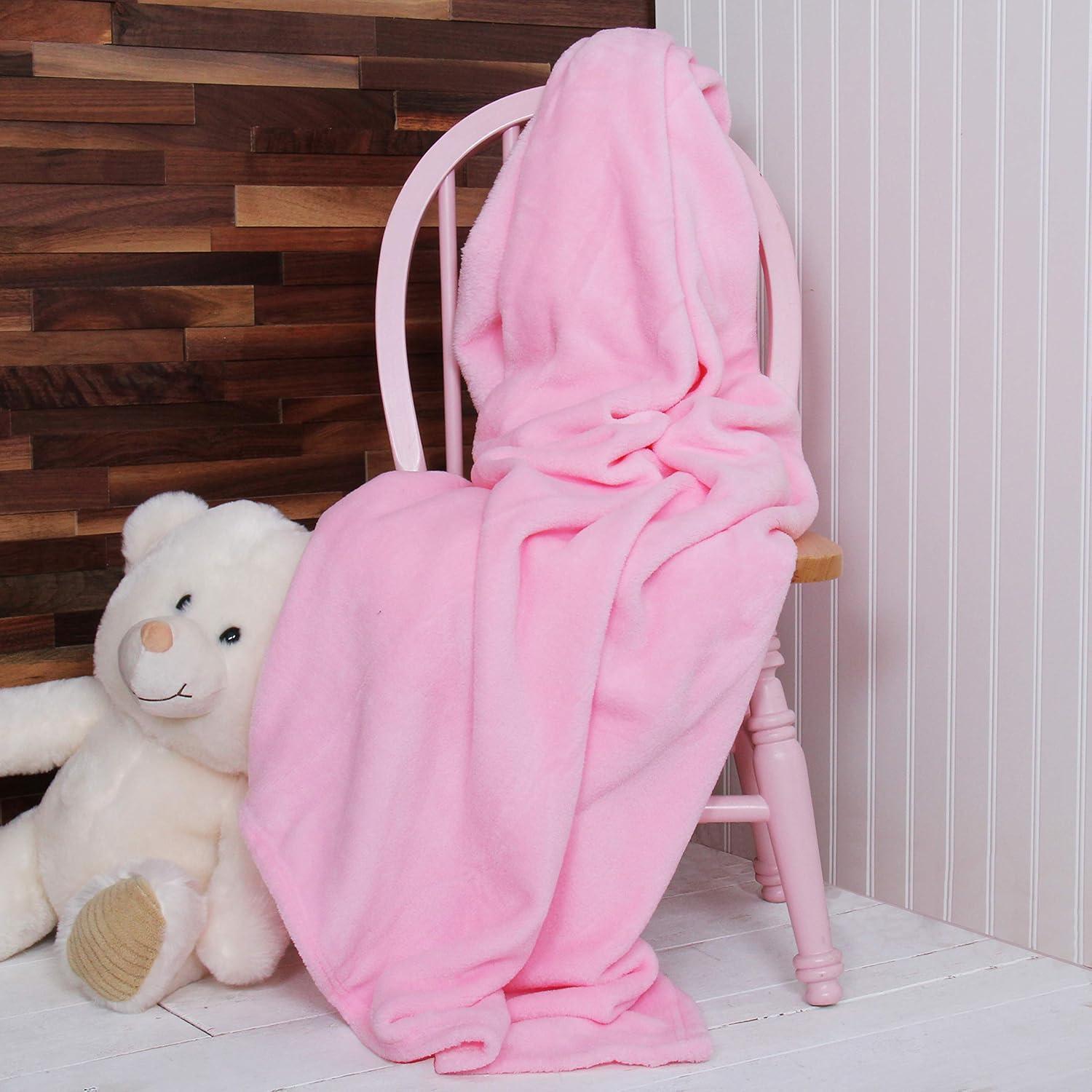 Threadart Super Soft Ultra Plush Fleece Throw Blankets 50"x60" | Fuzzy Soft Cozy Microfiber | Light Pink | 11 Colors available