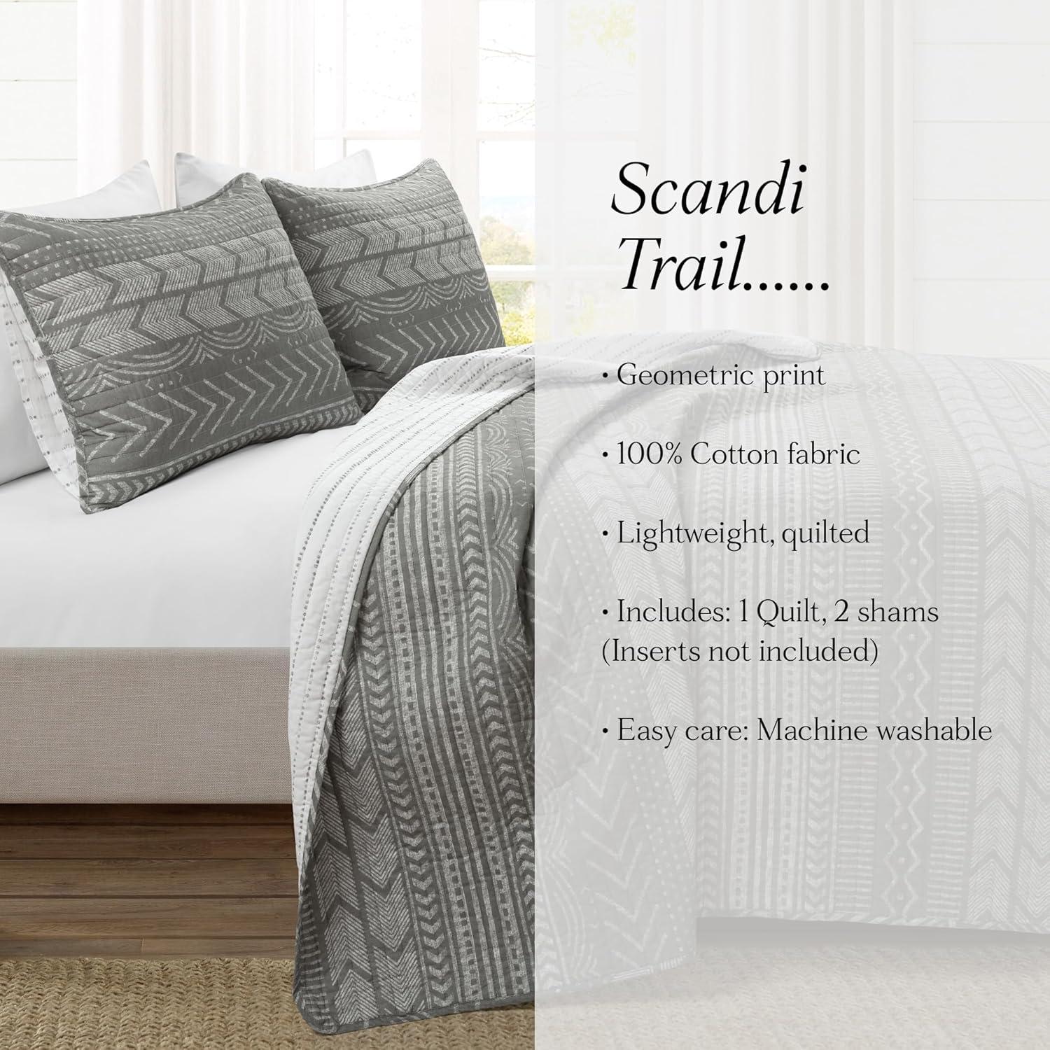 Lush Decor Hygge Geo Reversible Contemporary 3-Piece Quilt Set