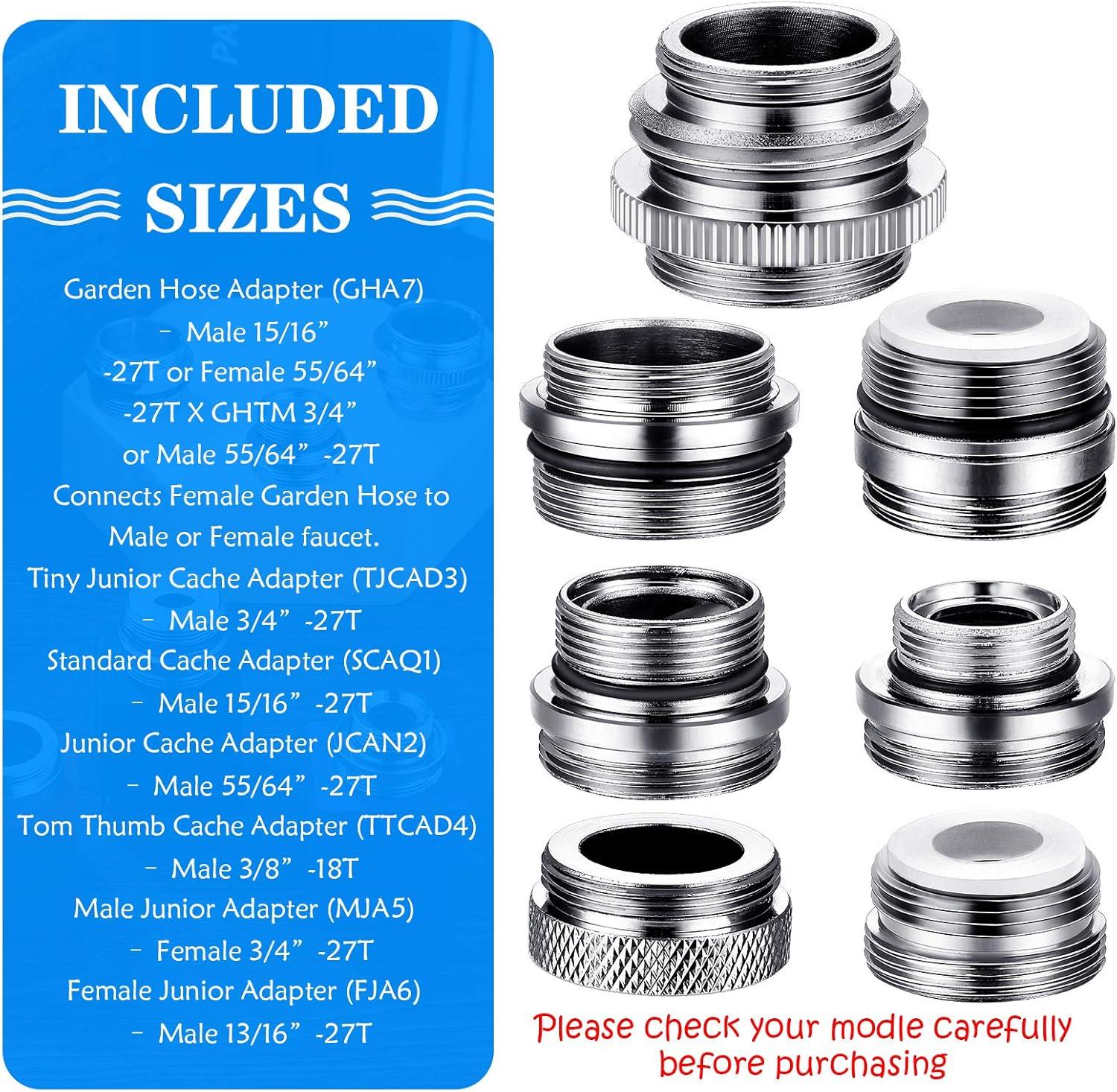 7-Piece Silver Brass Faucet Adapter Kit for Kitchen Sink