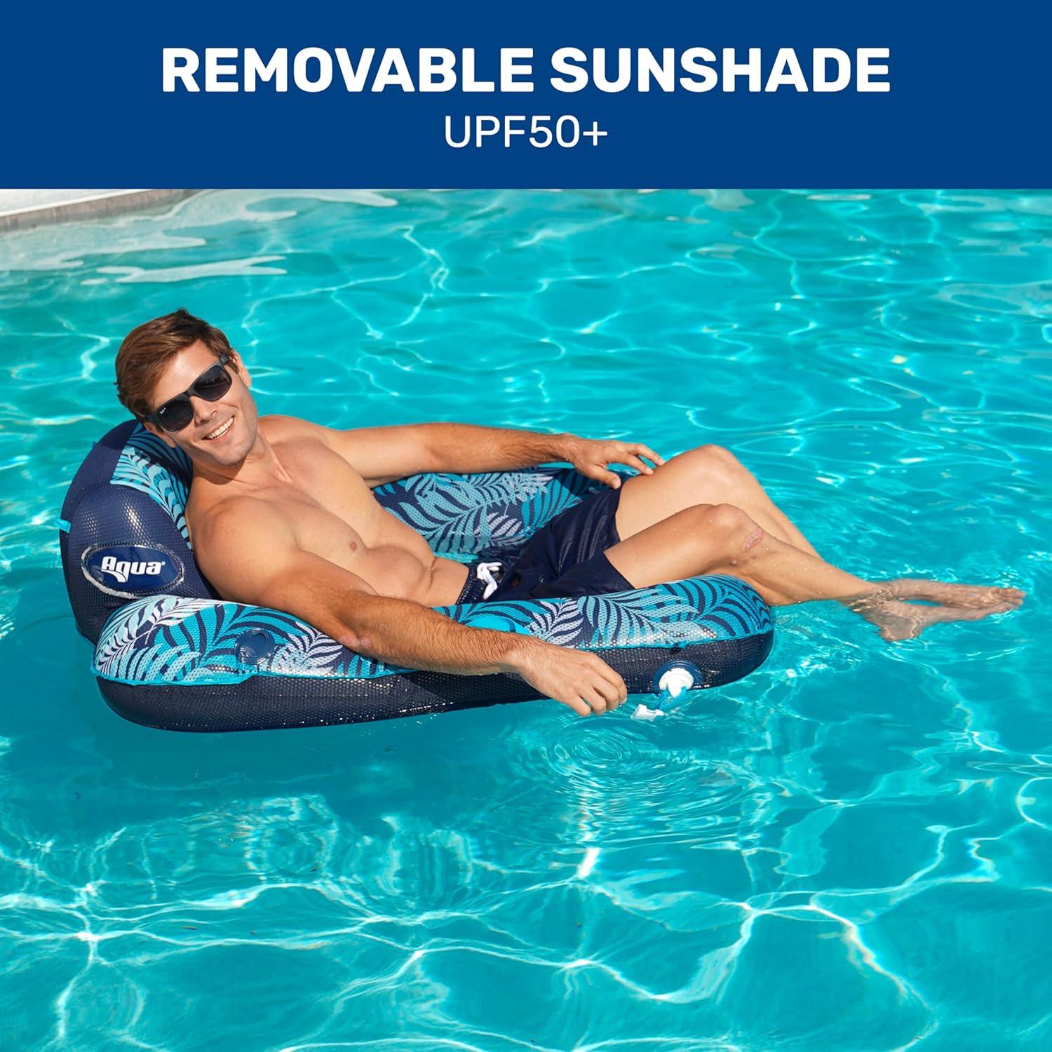 Blue Tropical Zero Gravity Pool Lounger with Canopy