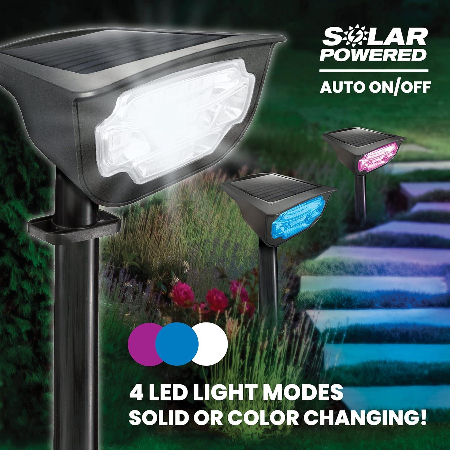 Bell + Howell Bionic Color Burst Solar Powered Waterproof Pathway Lights- 2 Pack