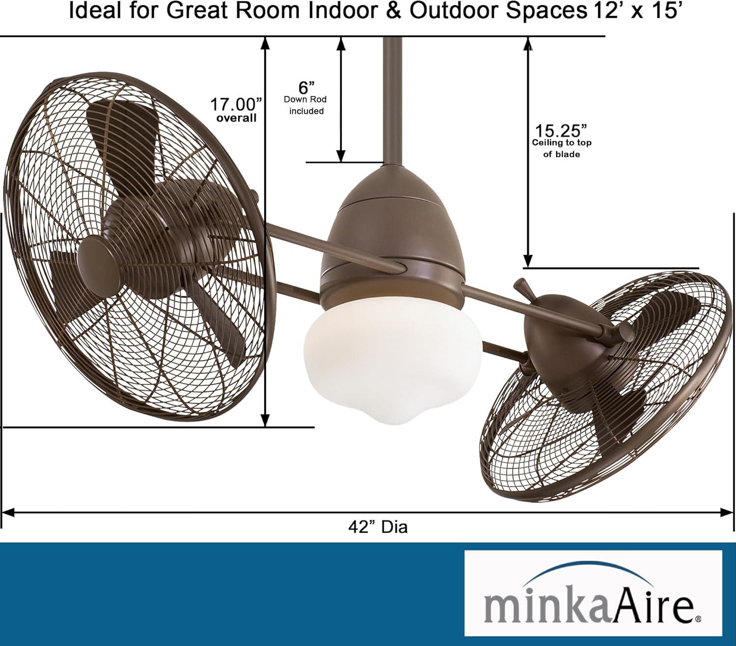 42" Gyro 6 - Blade Outdoor LED Dual Ceiling Fan with Wall Control and Light Kit Included