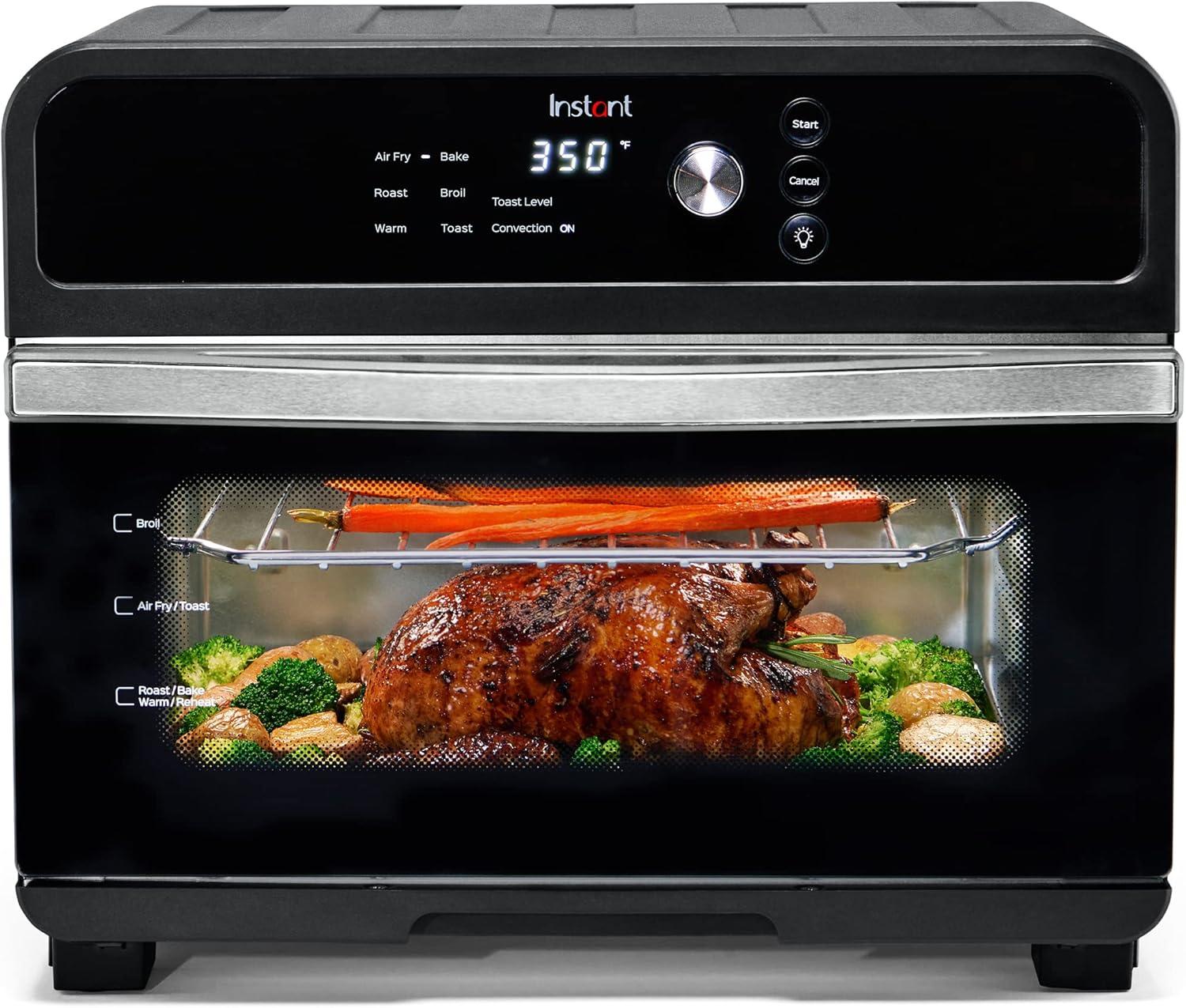 Instant Black 18L Programmable 6-Slice Air Fryer Oven