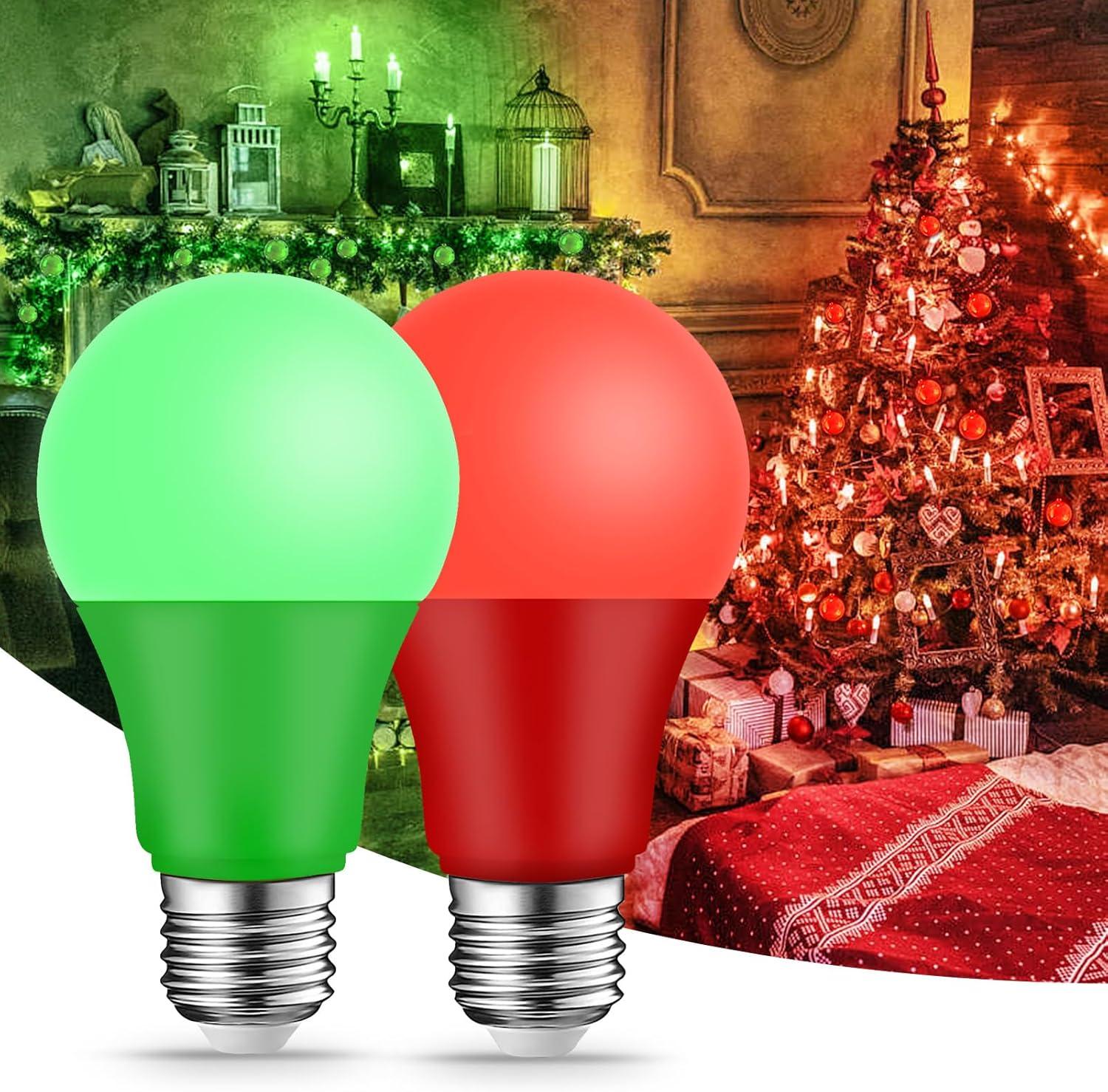 EDISHINE Green LED Light Bulbs for Holiday Party Decoration, A19 9W LED Bulbs 60W Equivalent E26 Base 4 Pack, ETL Listed