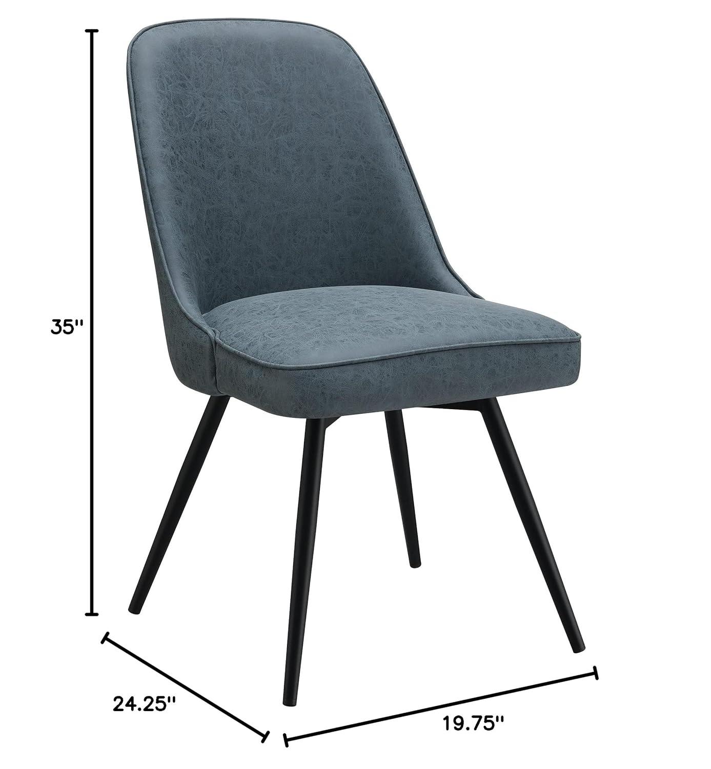 OSP Home Martel Faux Leather Swivel Chair with Black Legs in Navy