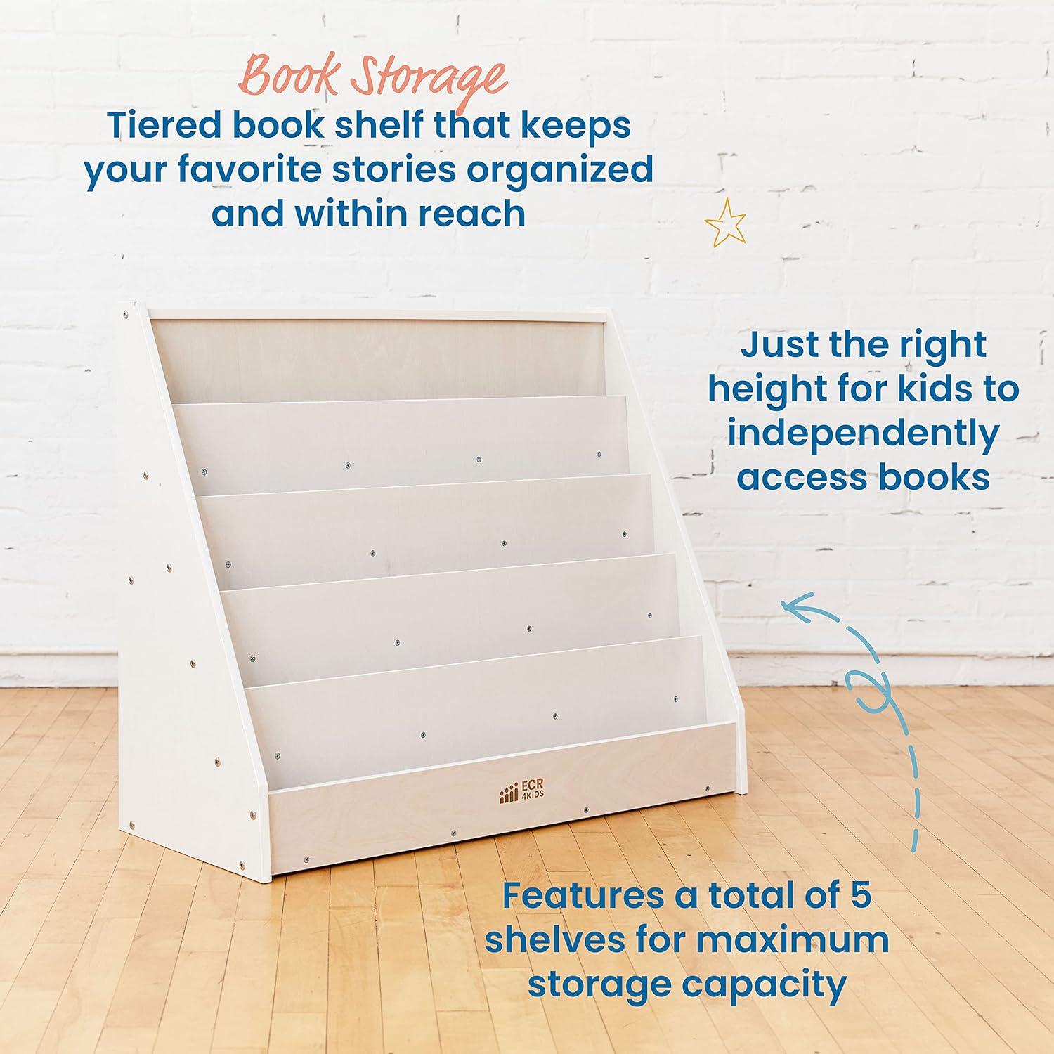 ECR4Kids Single-Sided Book Display, White Wash