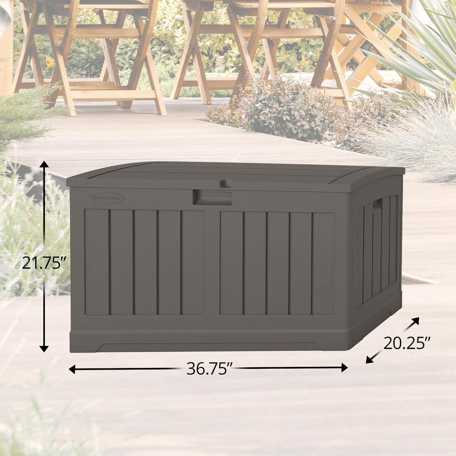 Suncast Suncast 50 Gallon Plastic Deck Box with Molded Lockable Feature for Home, Gray