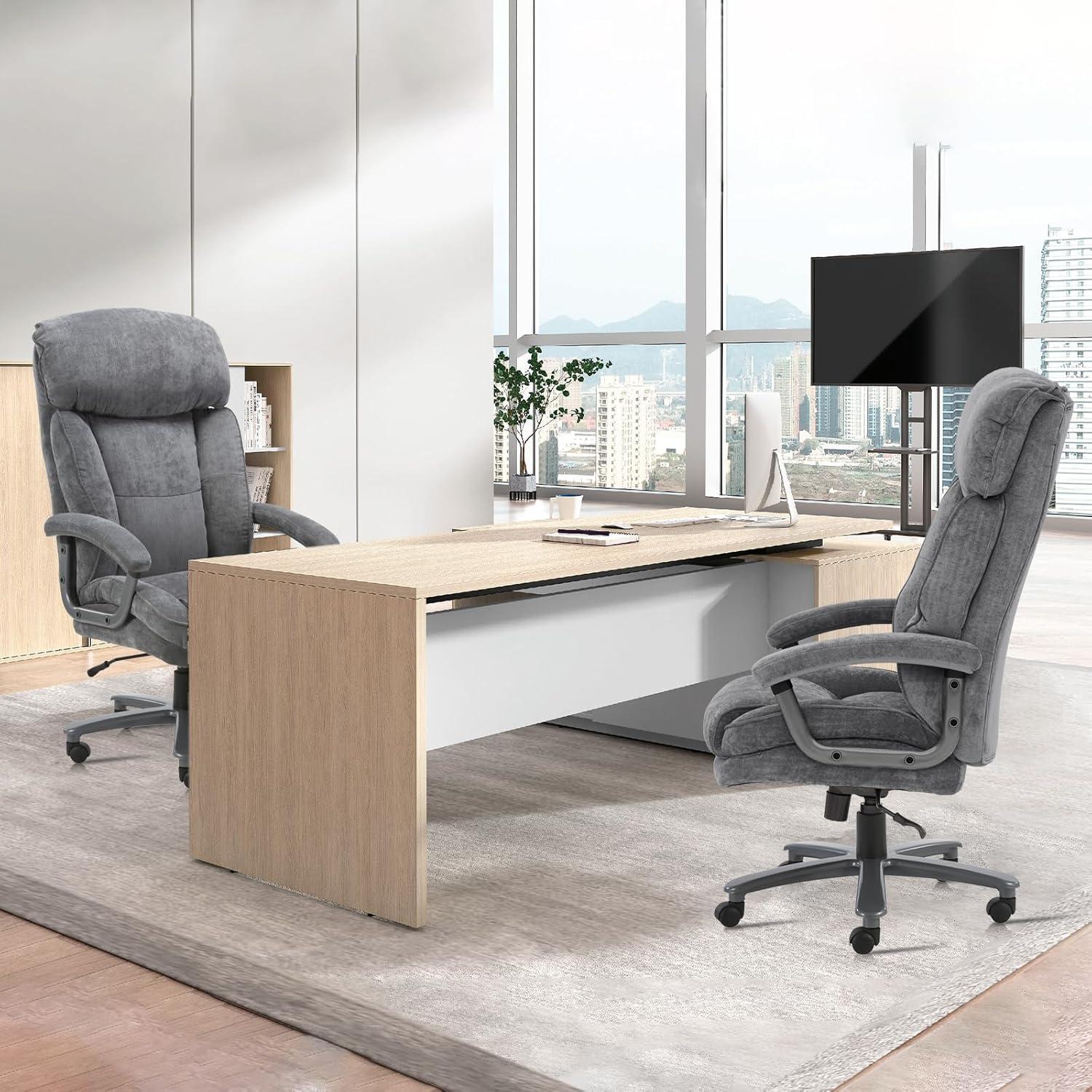 Gray High Back Swivel Executive Office Chair with Adjustable Arms