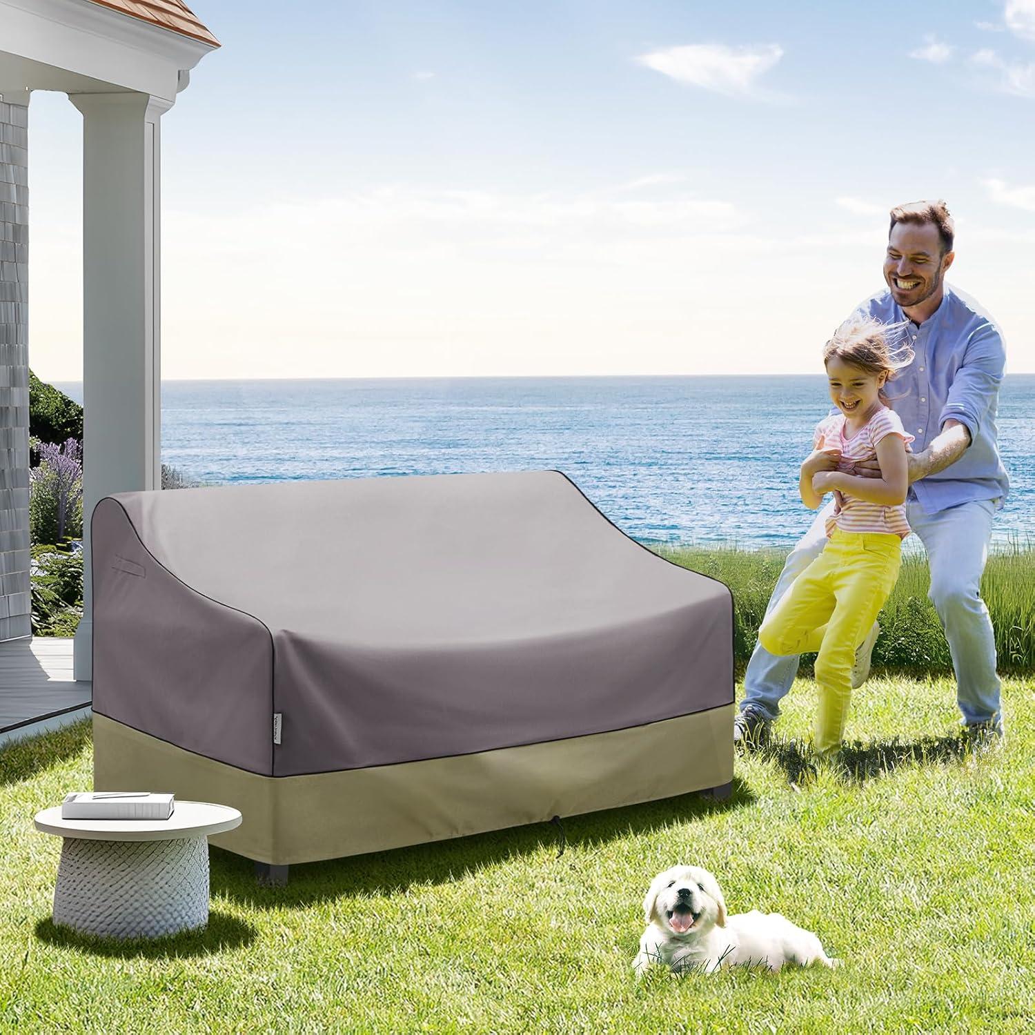 KylinLucky Outdoor Furniture Sofa Covers Waterproof 58 x 40 x 33 inches, 2-Seater Deep Seat Loveseat Cover Grey