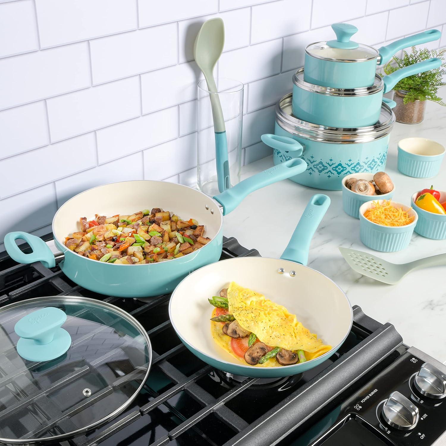 Spice by Tia Mowry Spice by Tia Mowry 16 Piece Aluminum Non Stick Cookware Set