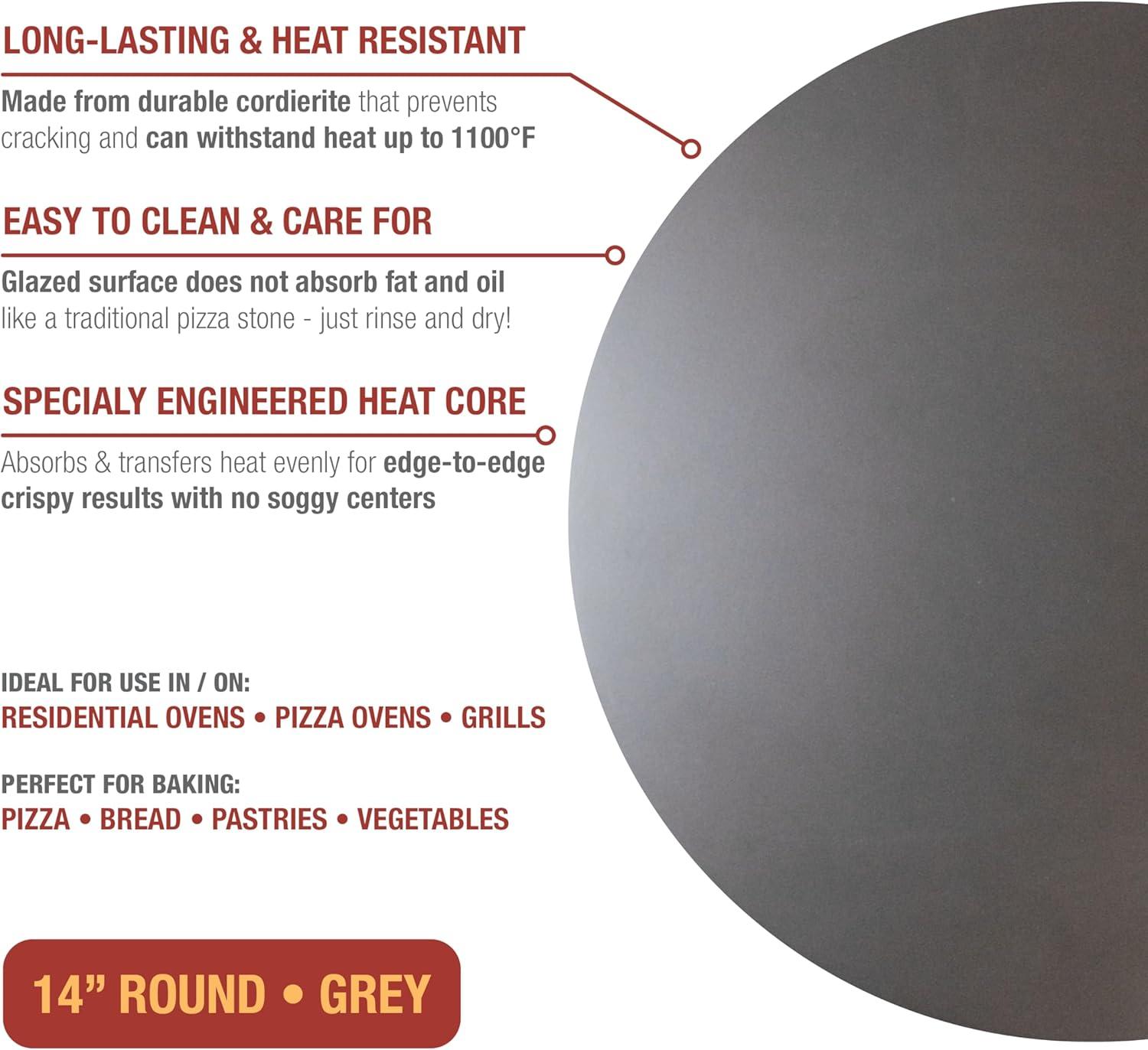 Old Stone Pizza Kitchen Glazed Pizza Stone, Grey