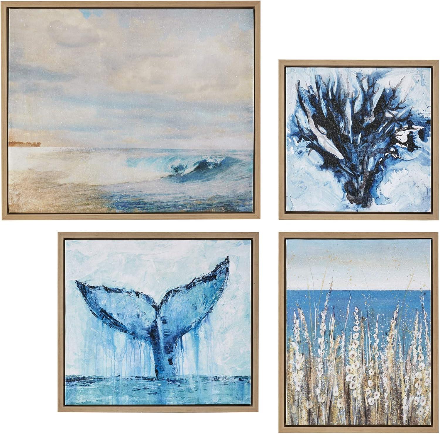 Blue Seascape Nature Vistas Framed Canvas Set of Four