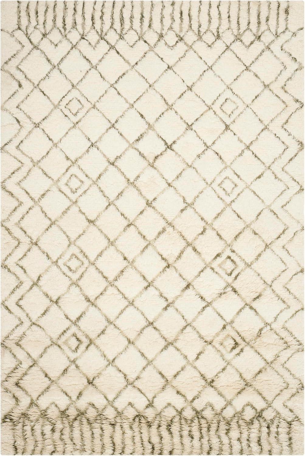 SAFAVIEH Casablanca Wilmer Abstract Shag Area Rug, Ivory/Green, 6' x 9'