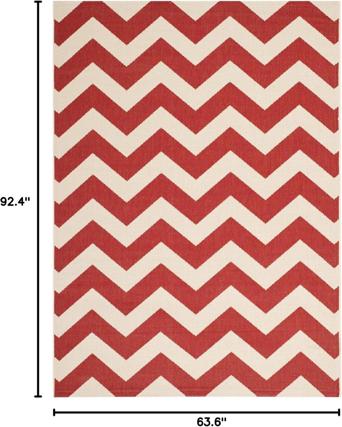 Safavieh Courtyard Bailey Chevron Indoor/Outdoor Area Rug, 5'3" x 7'7", Red