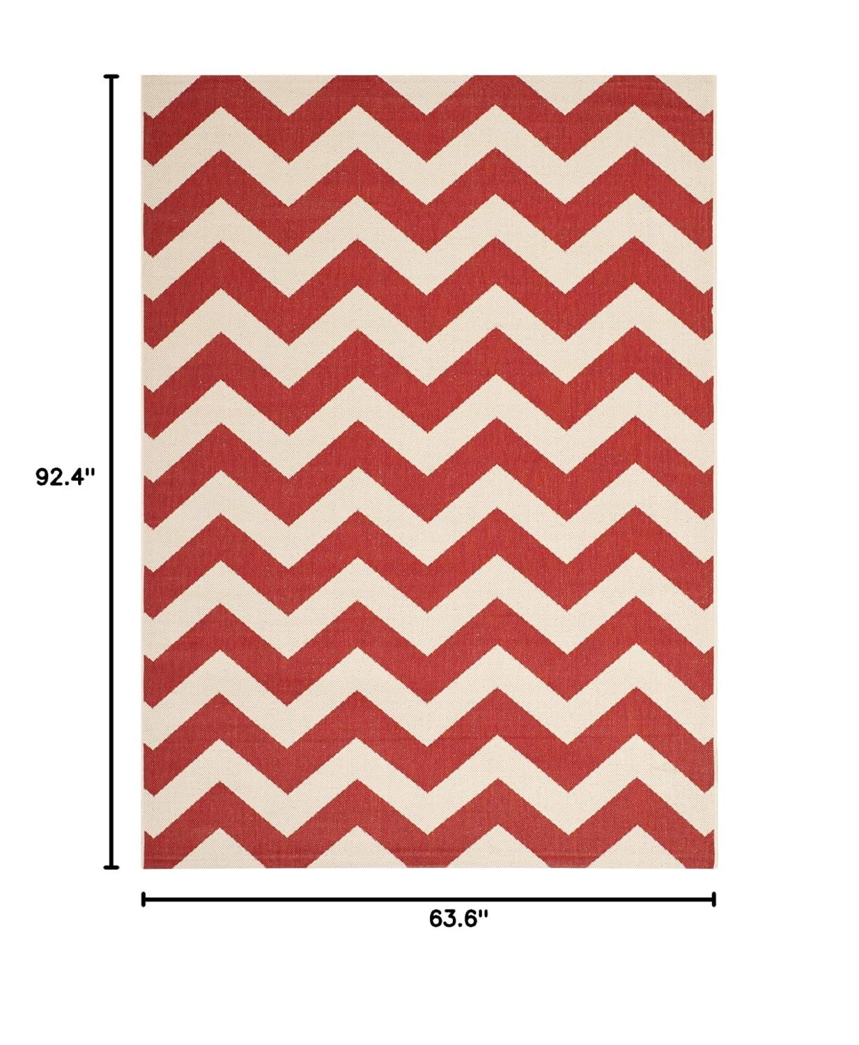 SAFAVIEH Courtyard Bailey Chevron Indoor/Outdoor Area Rug, Red, 5'3" x 7'7"