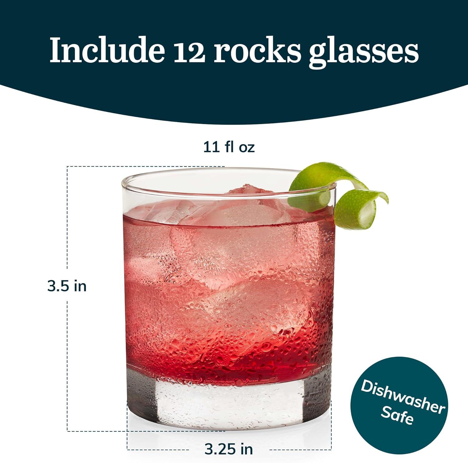 Libbey Heavy Base Rocks Cocktail Glasses, 11 ounce, Set of 12