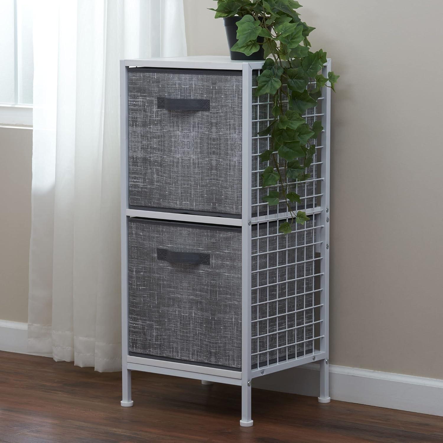 Household Essentials 2pc 12" x 13" Fabric Storage Bin Set Gray: Handcrafted, Folds Flat, Fits 13 Inch Cube Storage System