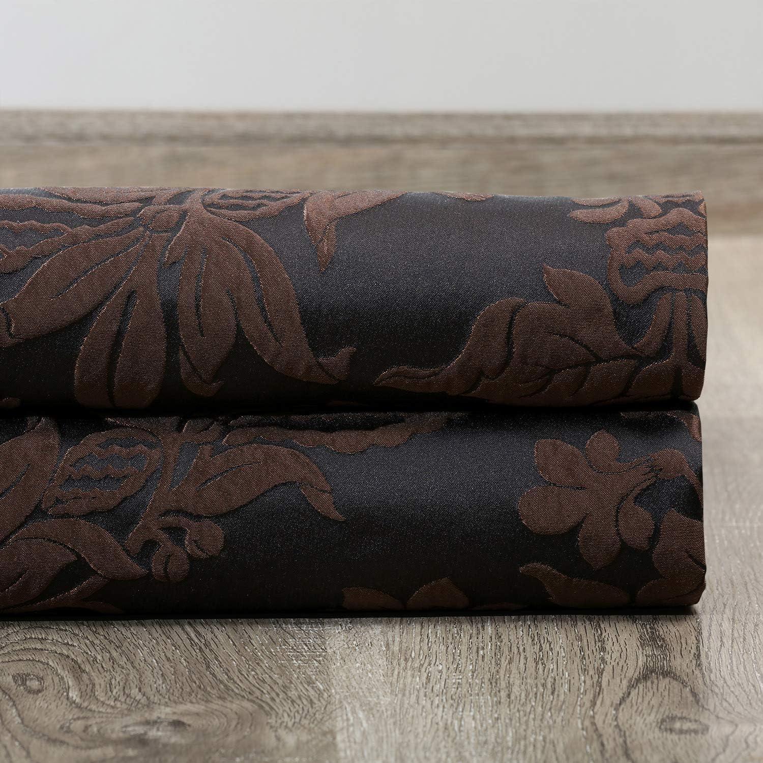 Black and Copper Faux Silk Room-Darkening Curtain Panel, 120" x 50"