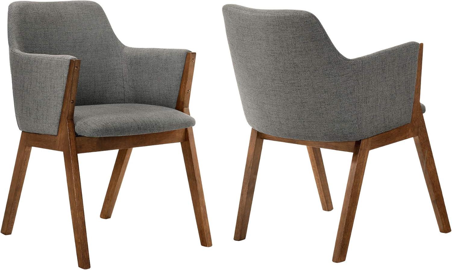 Armen Living Renzo 18" Wood Dining Side Chairs in Charcoal/Walnut (Set of 2)